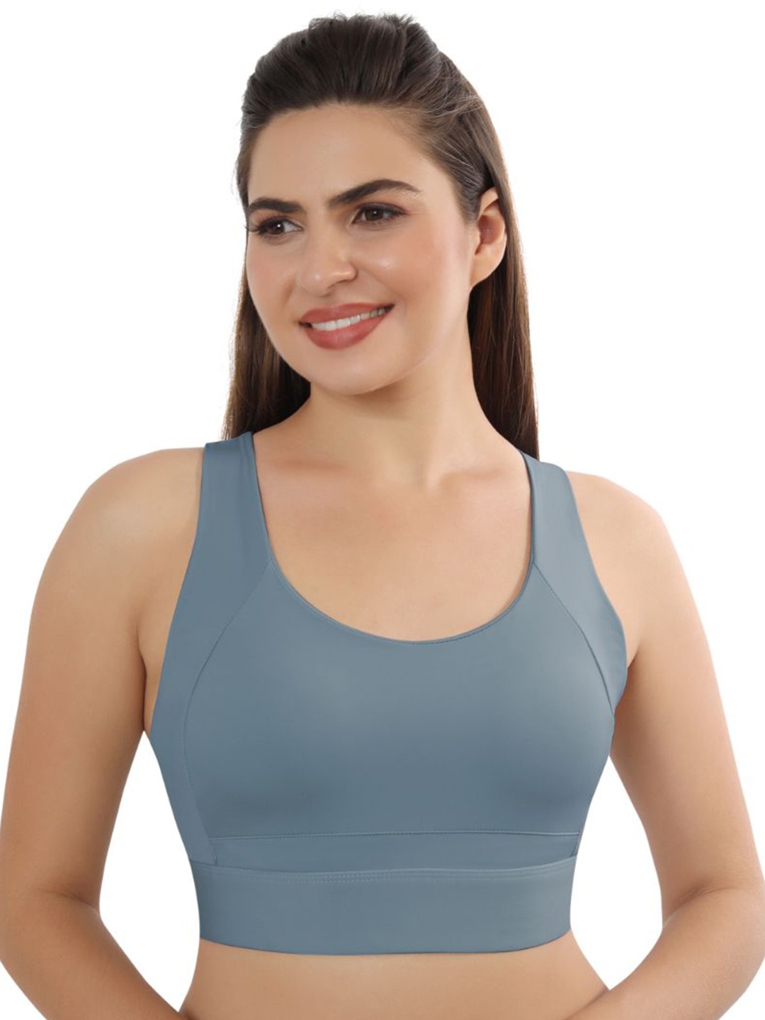 

Bella Voste Women Solid Full Coverage Cotton Lightly Padded Workout Bra, Grey