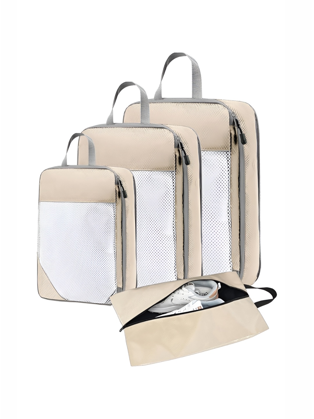 

HOUSE OF QUIRK Beige & White 4 Pieces Multi-Utility Organisers