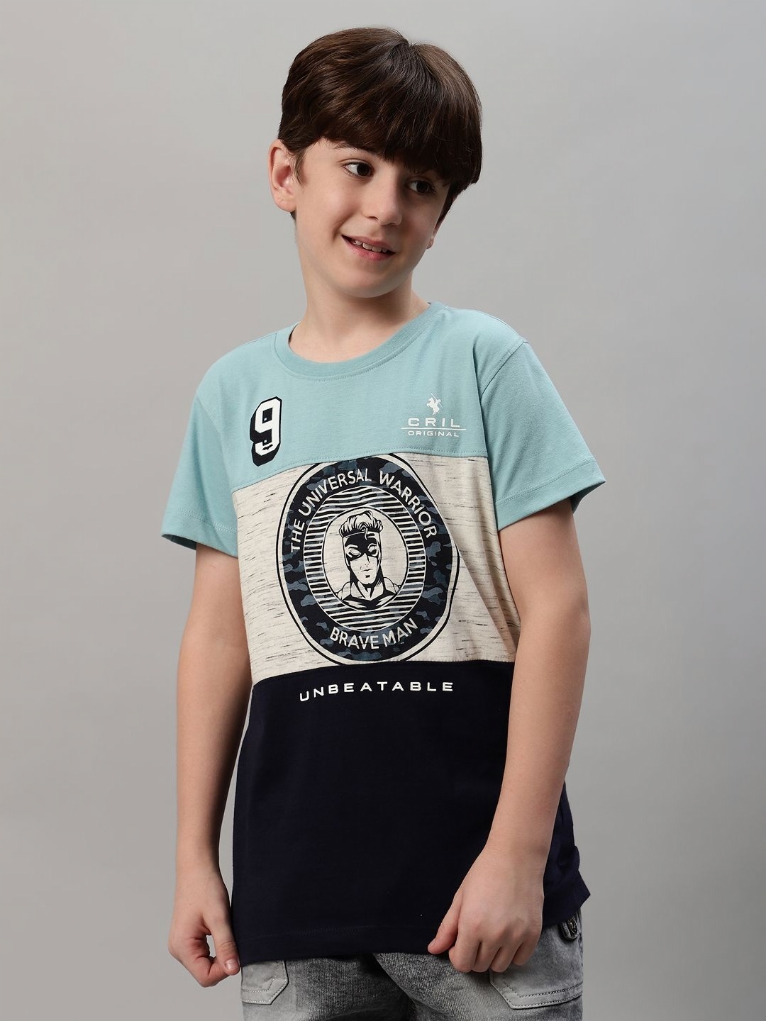 

Cantabil Boys Cotton Typography Printed Applique T-shirt, Navy blue