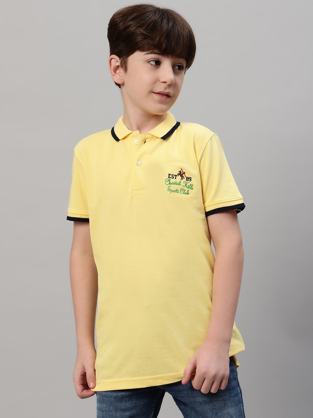 

Cantabil Boys Polo Collar Applique T-shirt, Yellow