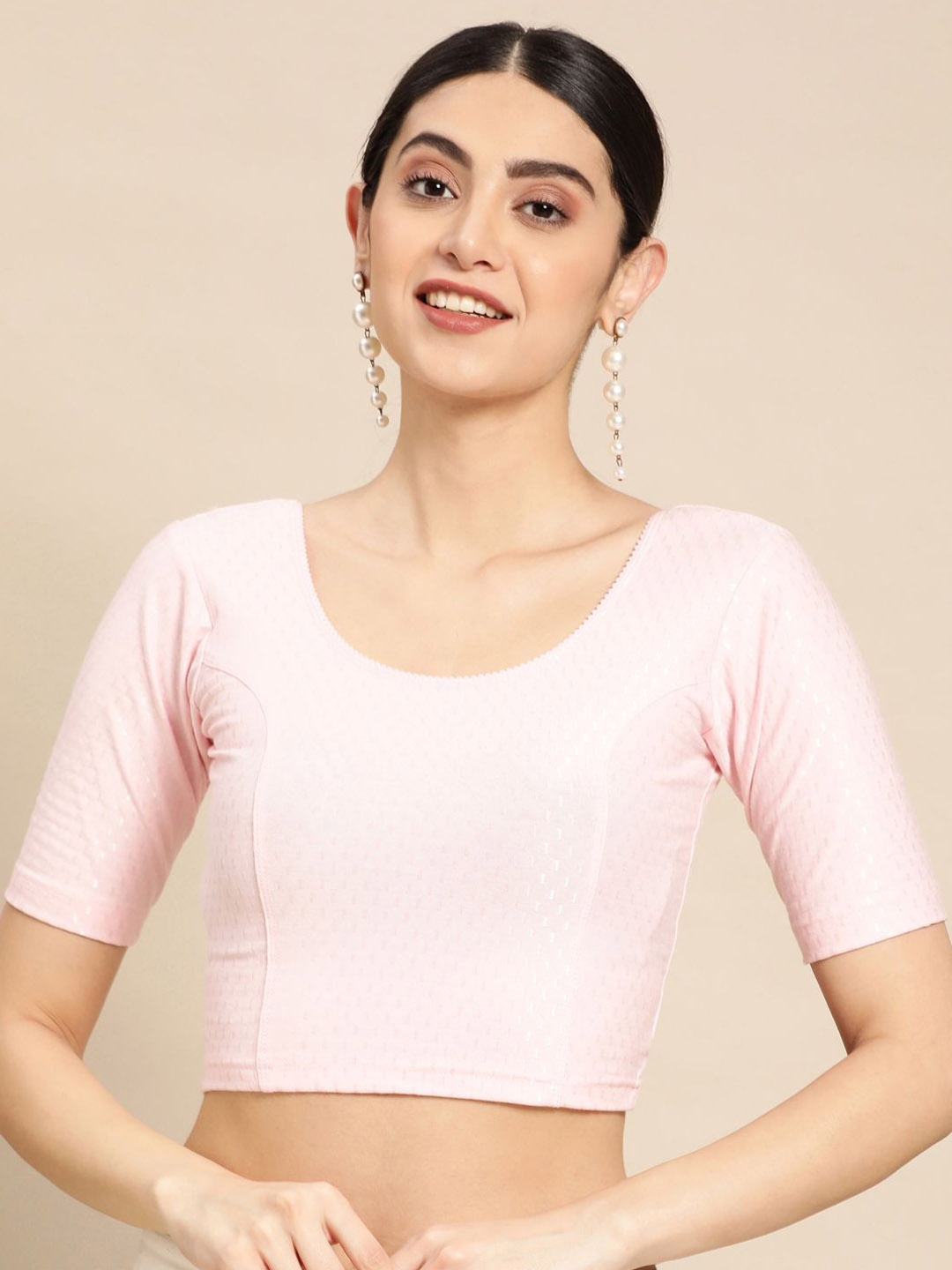 

VASTRANAND Women Round Neck Stretchable Saree Blouse, Pink