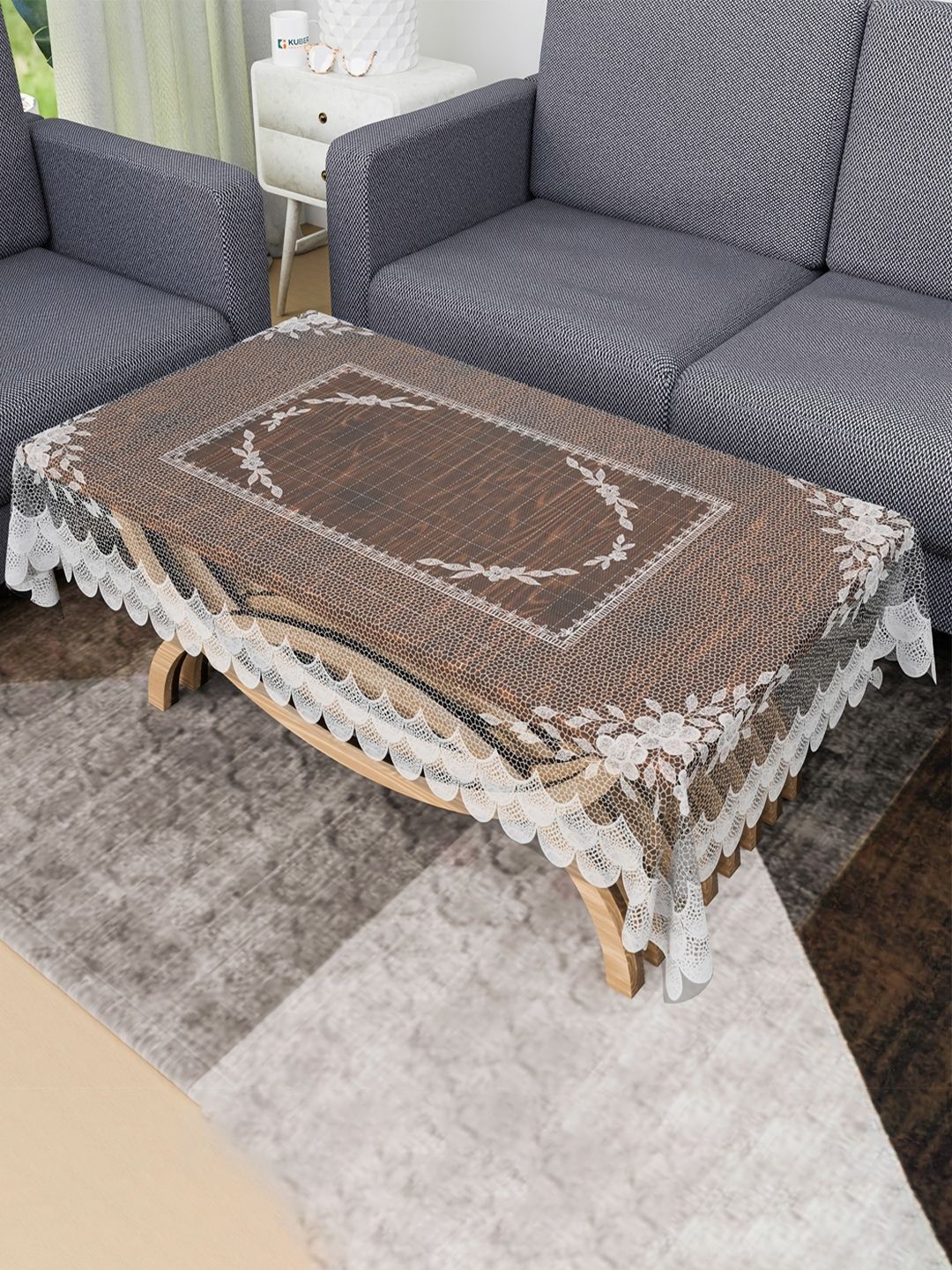 

Kuber Industries White & Brown Waterproof 4-Seater Table Cover