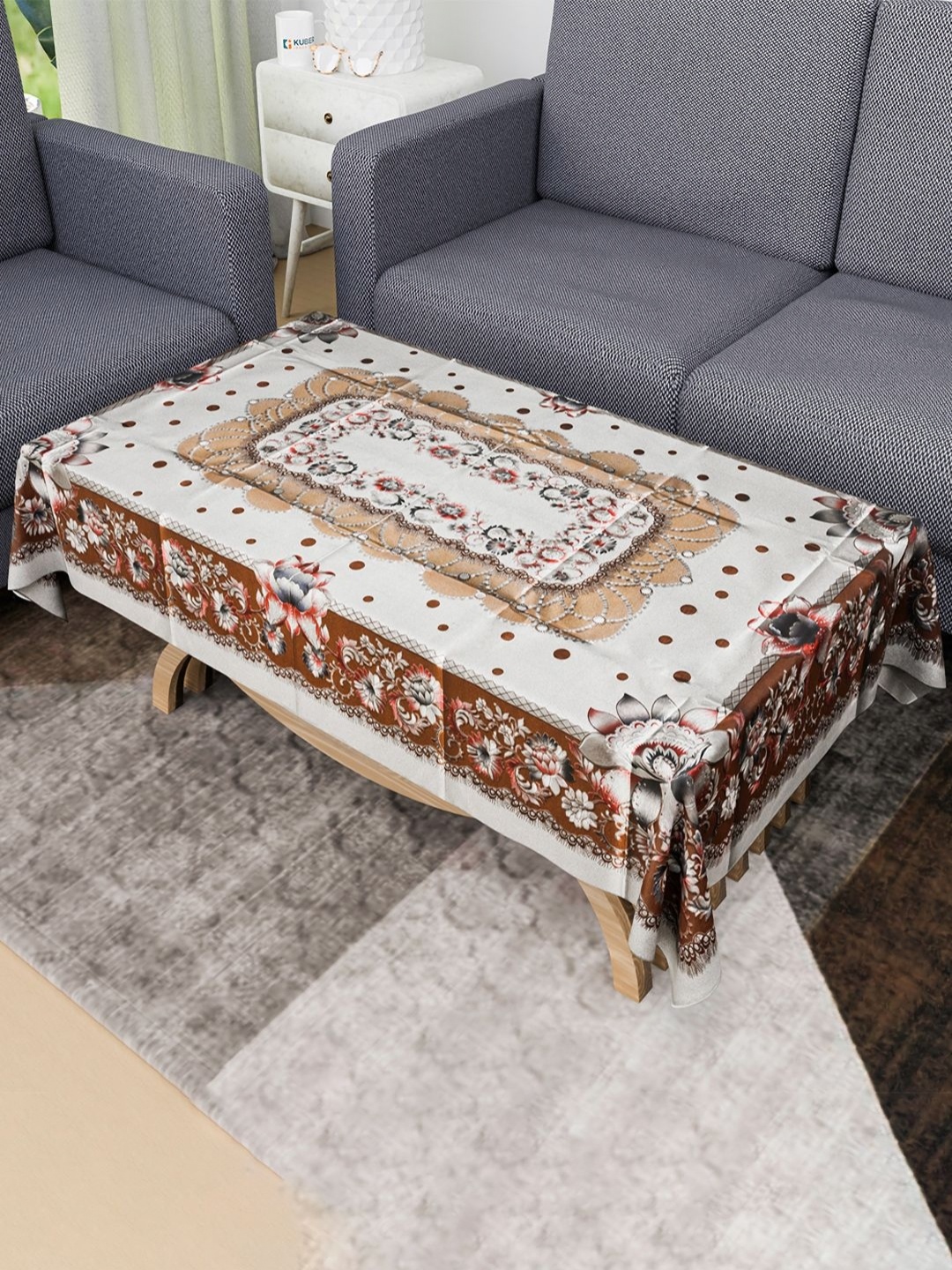 

Kuber Industries Silver-Toned & Brown Ethnic Motifs Waterproof 4-Seater Table Cover