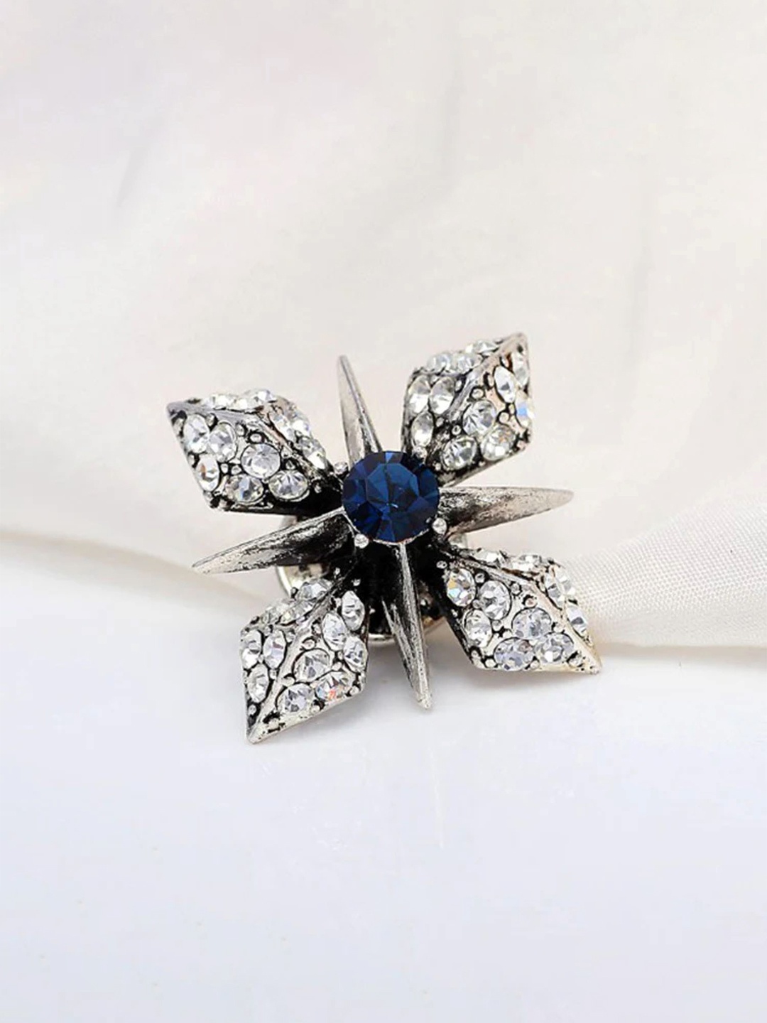

SYGA Men Stones Studded Brooch, Silver