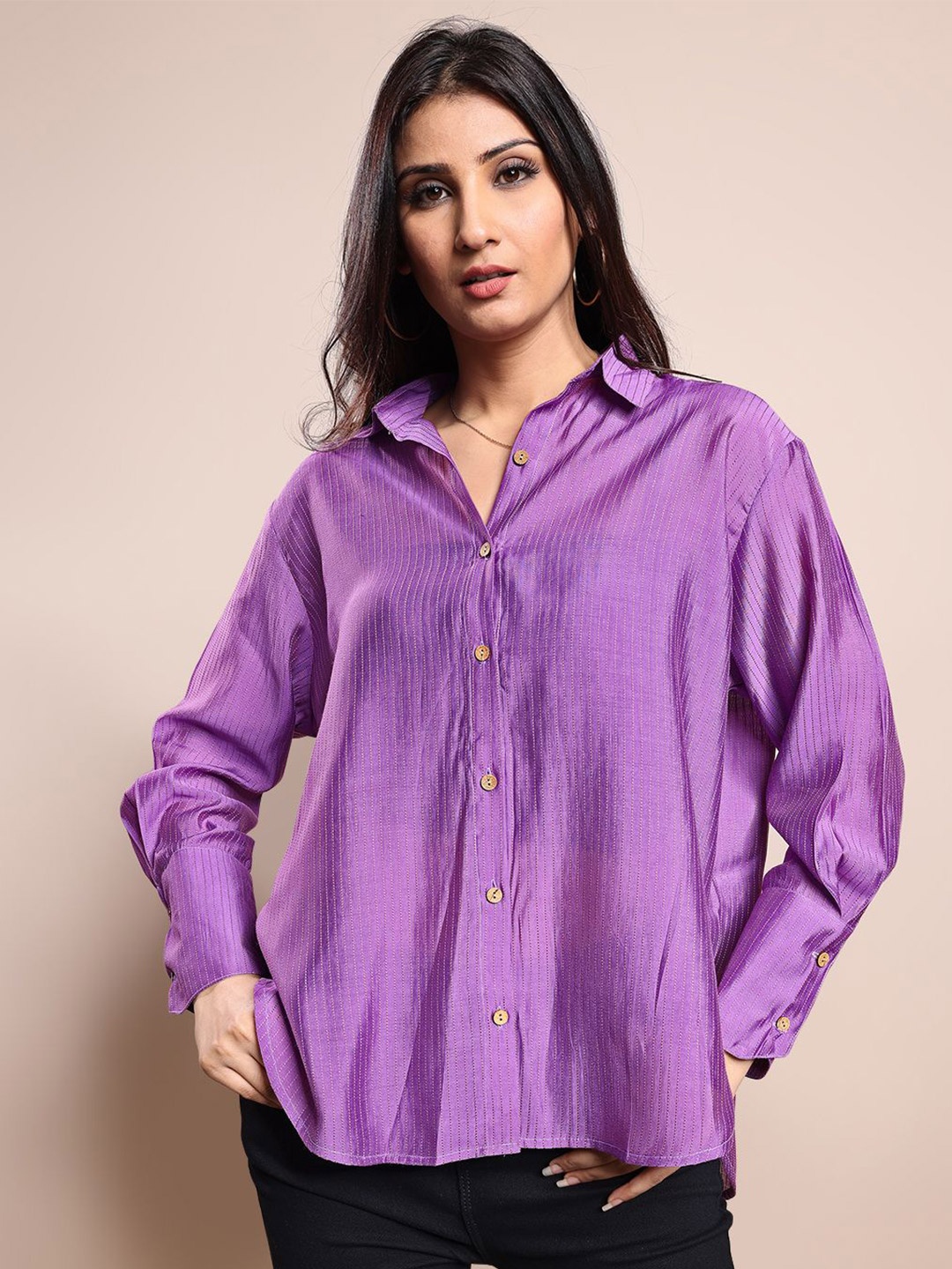 

ADITI ATTIRES Women Premium Solid Casual Shirt, Purple