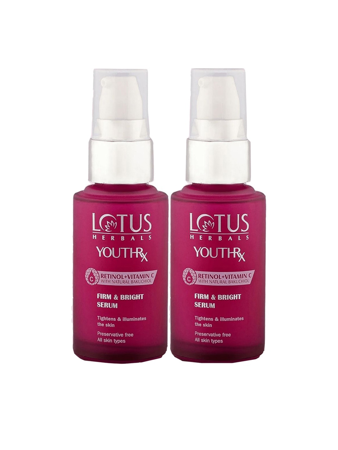 

Lotus Herbals Youthrx Set Of 2 Firm & Bright Serum - 30ml Each, Pink