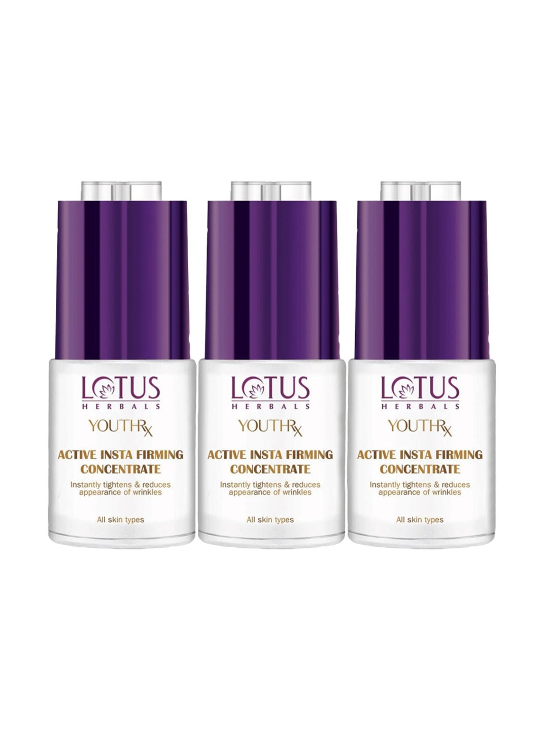 

Lotus Herbals YouthRx Set Of 3 Active Insta Firming Concentrate Serum- 20g Each, Gold