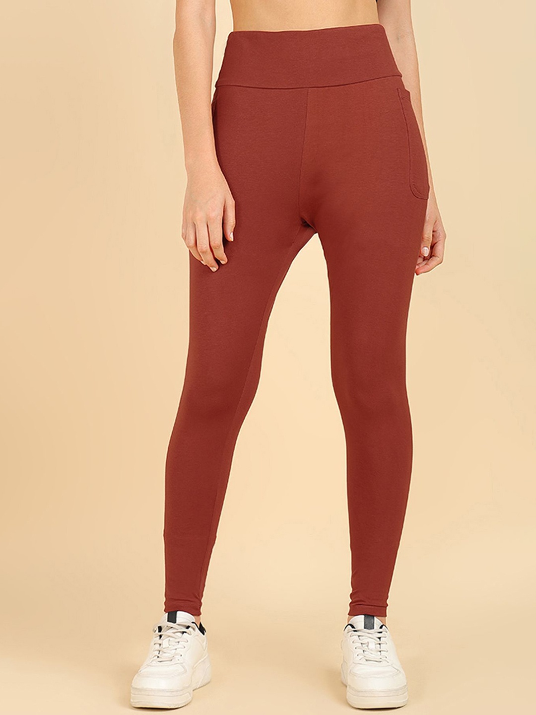 

House Of Zelena Women High Waisted Maternity Tights, Rust