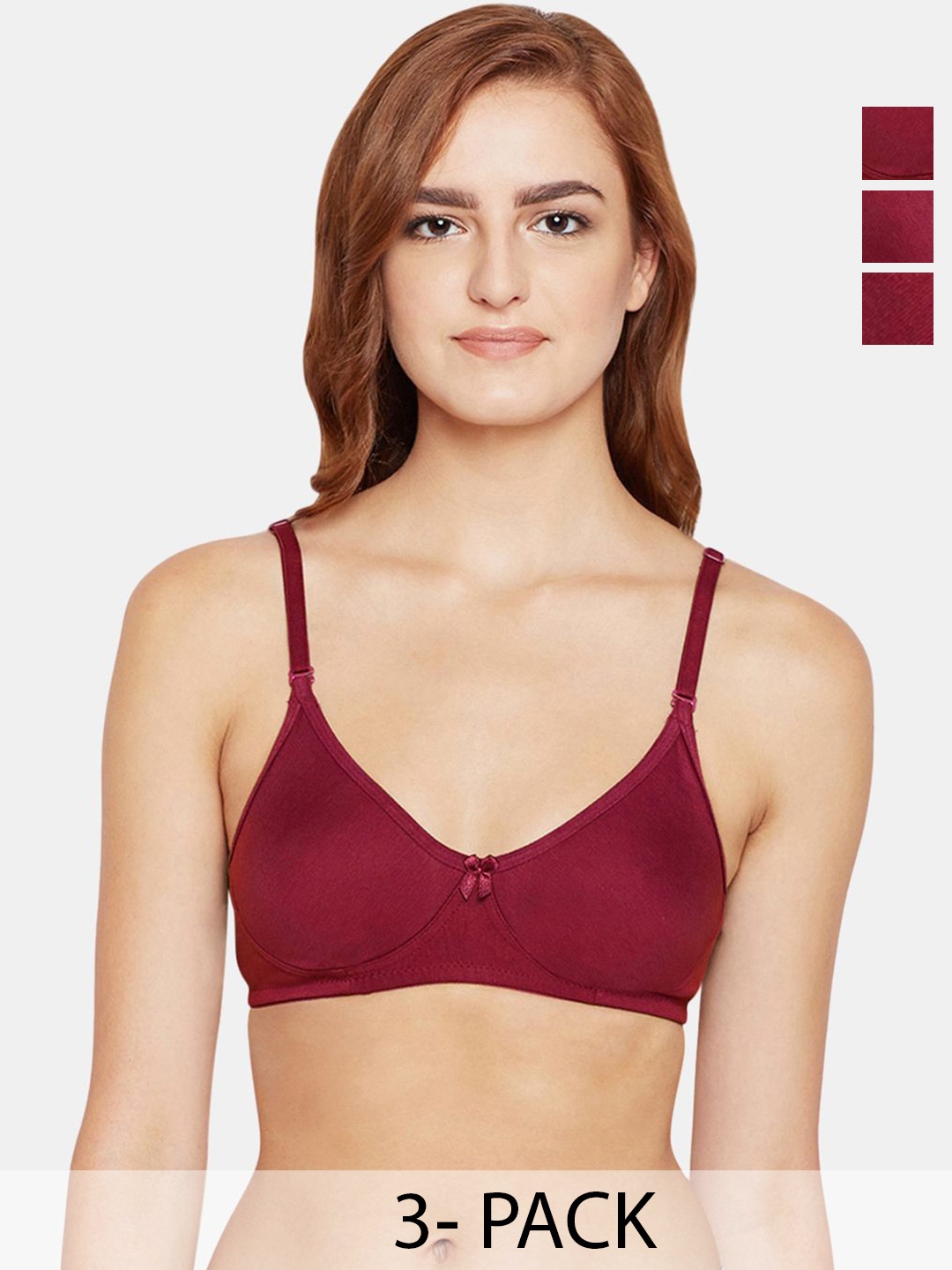 

Bodycare Women Pack of 3 Full Coverage Lightly Padded Non Wired Everyday Bra, Maroon