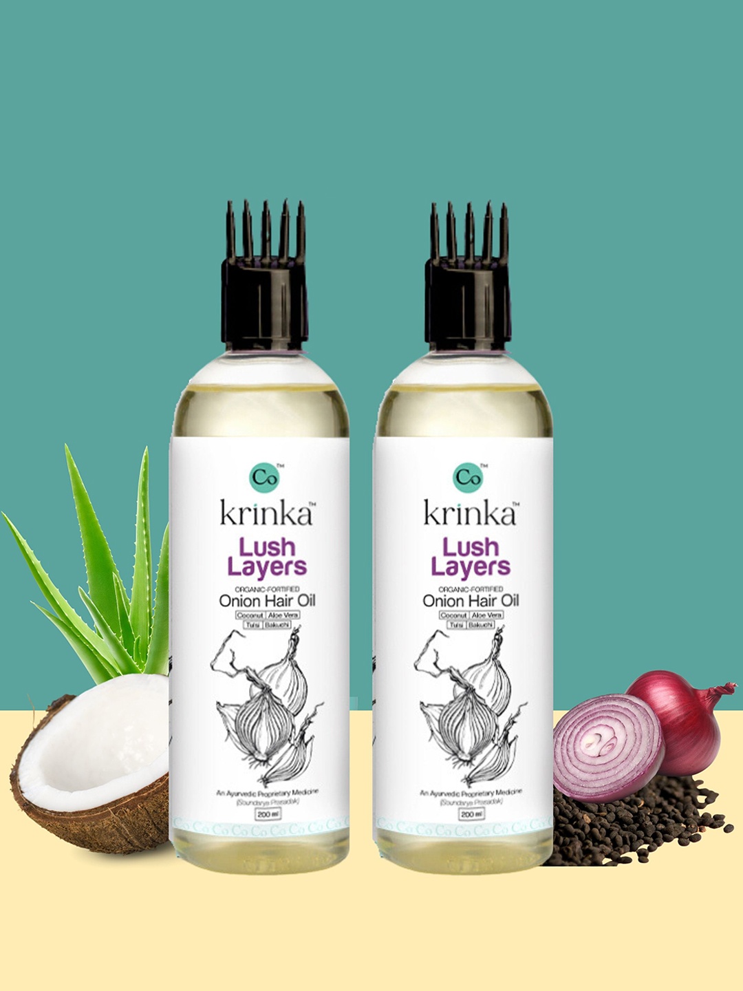 

The Co Being Set Of 2 Lush Layers Onion Hair Oil With Coconut & Aloe Vera - 200ml Each, White