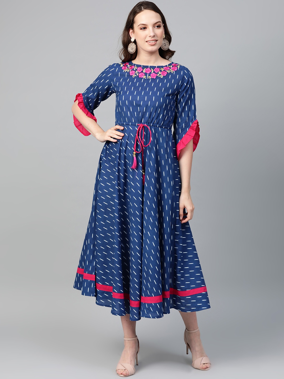 

KALINI Ethnic Motifs PLus Size Print Maxi Dress, Blue