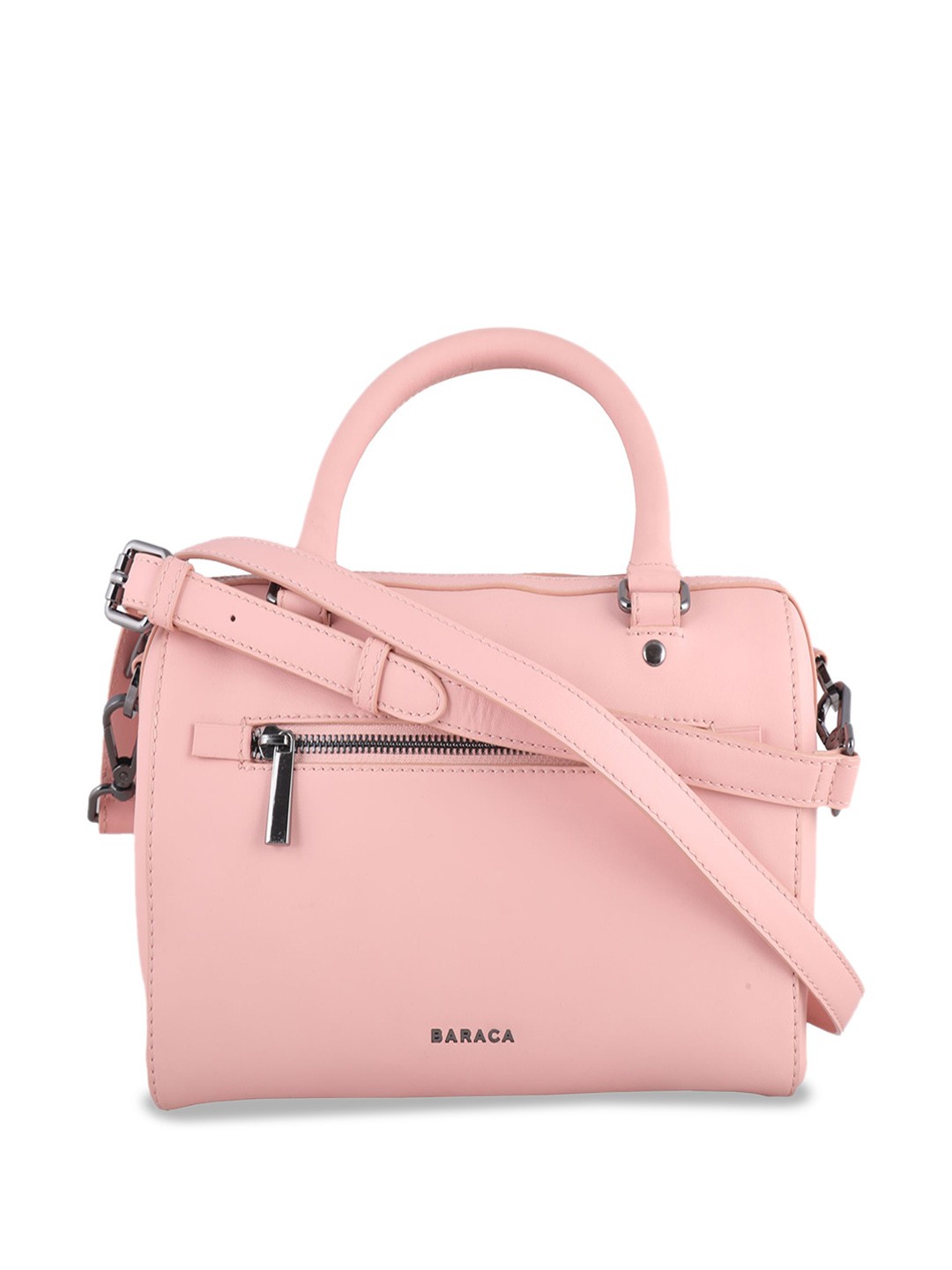 

Baraca Women Leather Structured Handheld Bag with Tasselled, Pink