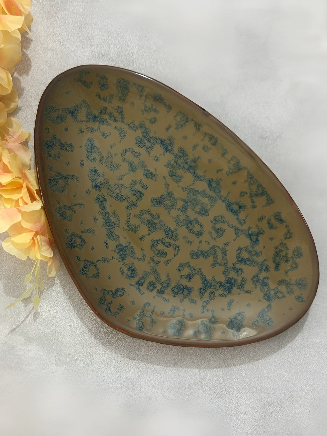 

Lupaava Brown & Green Abstract Printed Dishwasher Safe Ceramic Plate