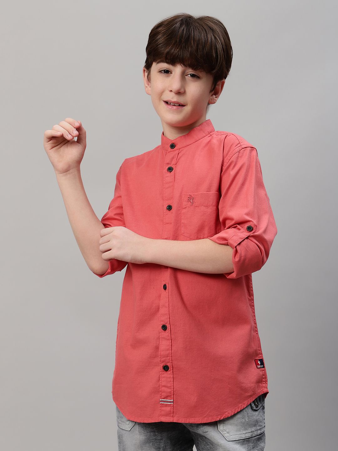 

Cantabil Boys Red Soild Full Sleeve Opaque Casual Shirt