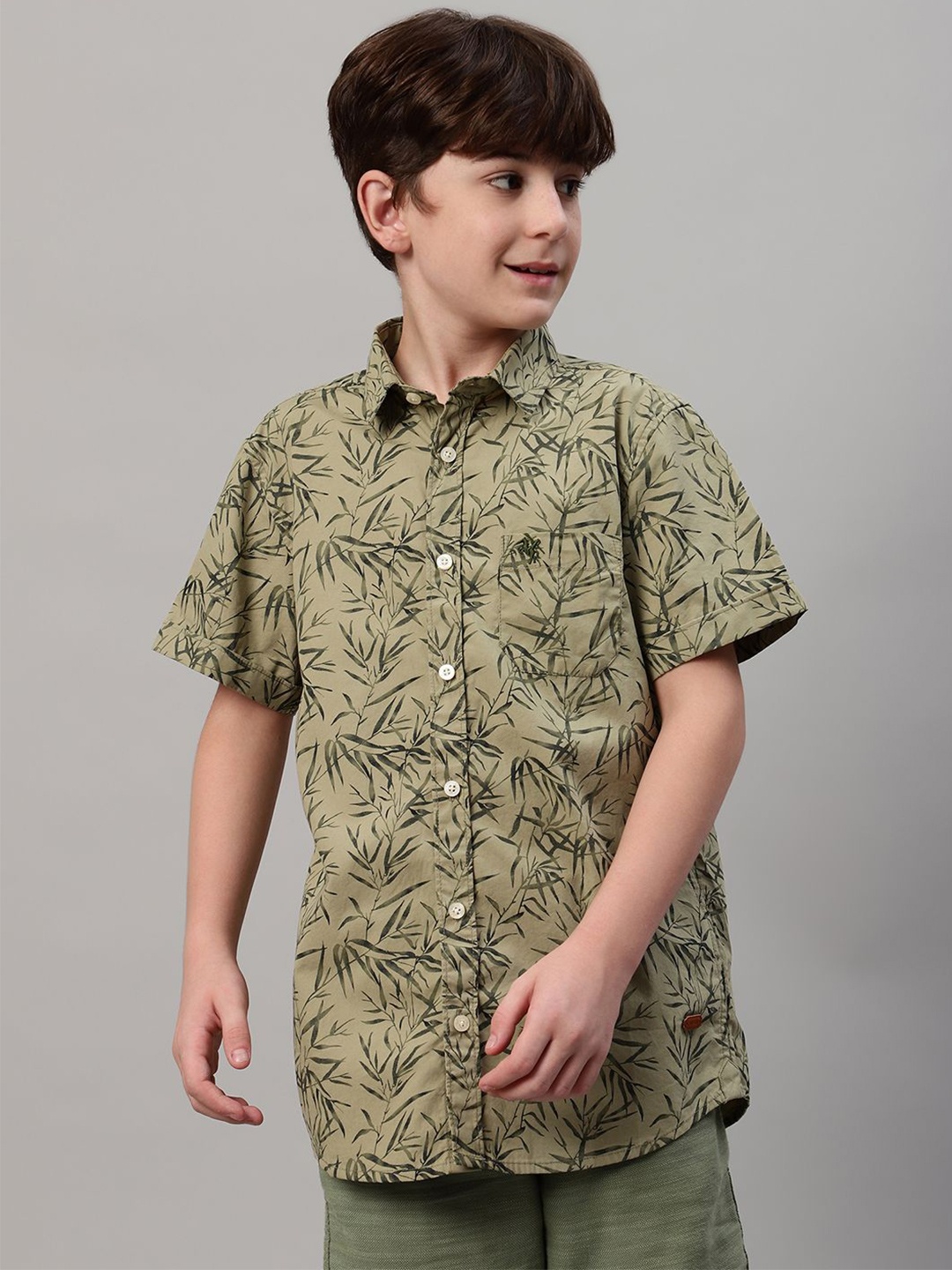 

Cantabil Boys Printed Casual Shirt, Olive