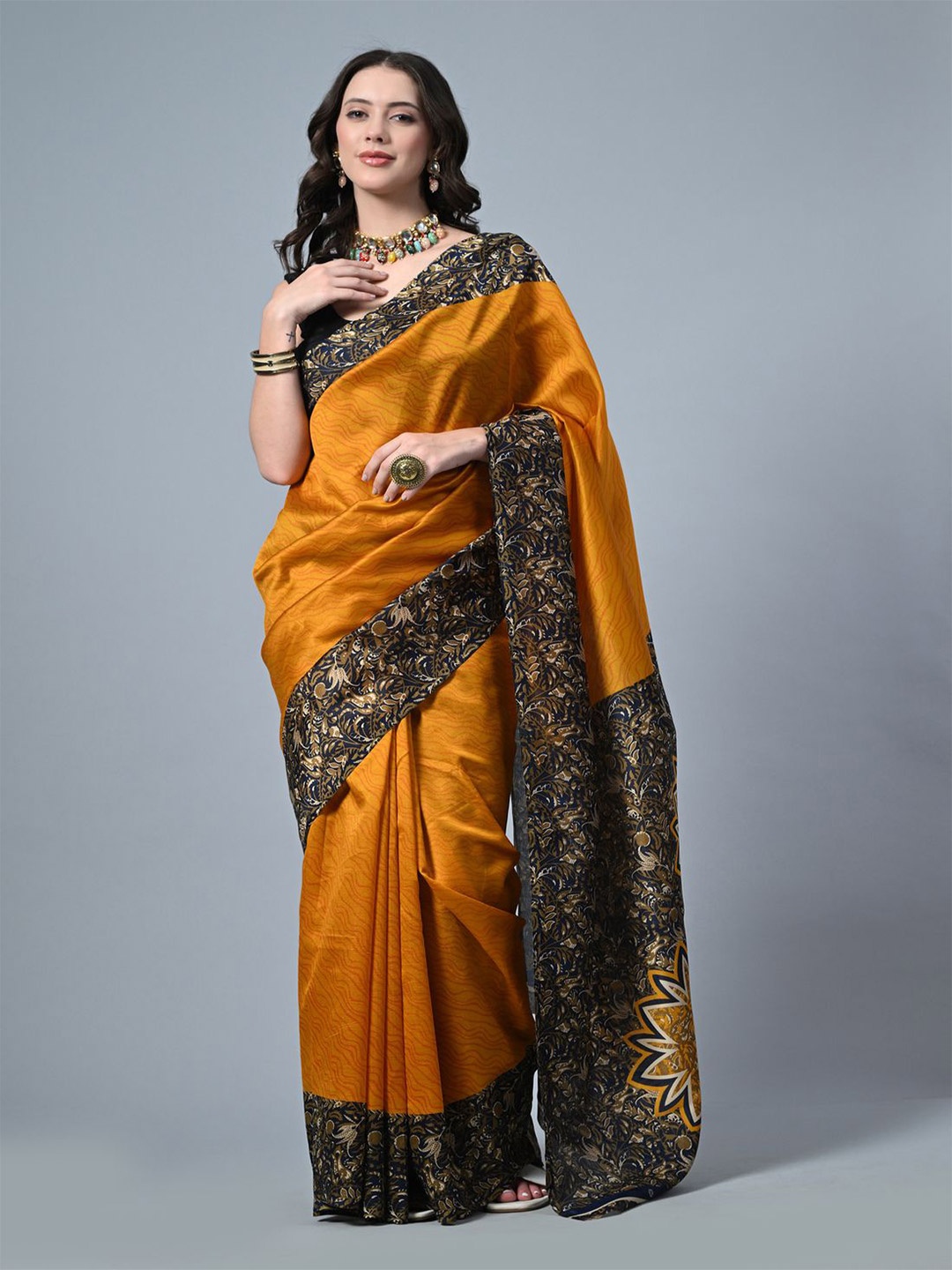 

CLAFOUTIS Woven Design Zari Art Silk Bhagalpuri Saree, Yellow