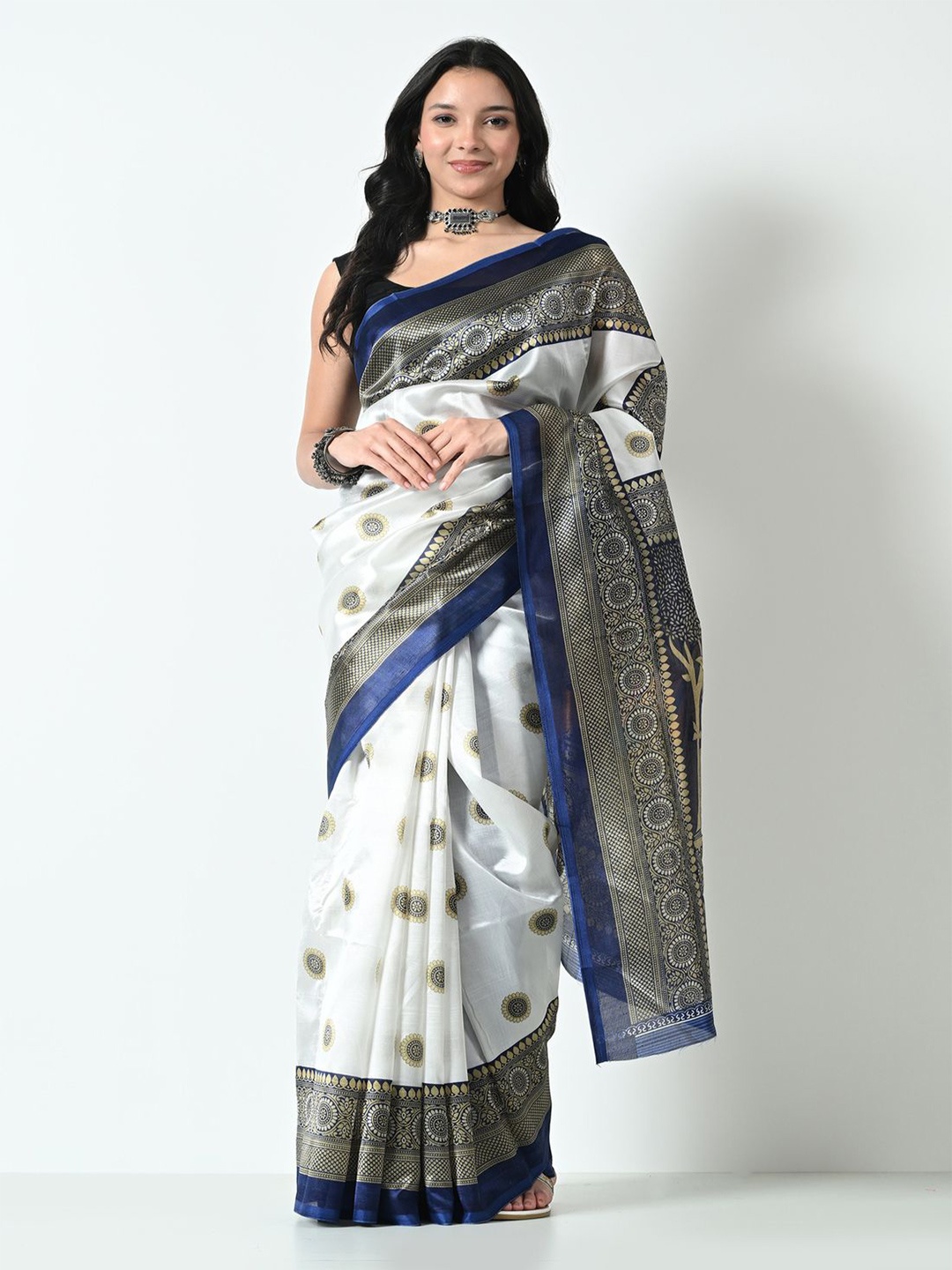 

CLAFOUTIS Ethnic Motifs Bhagalpuri Saree, Blue