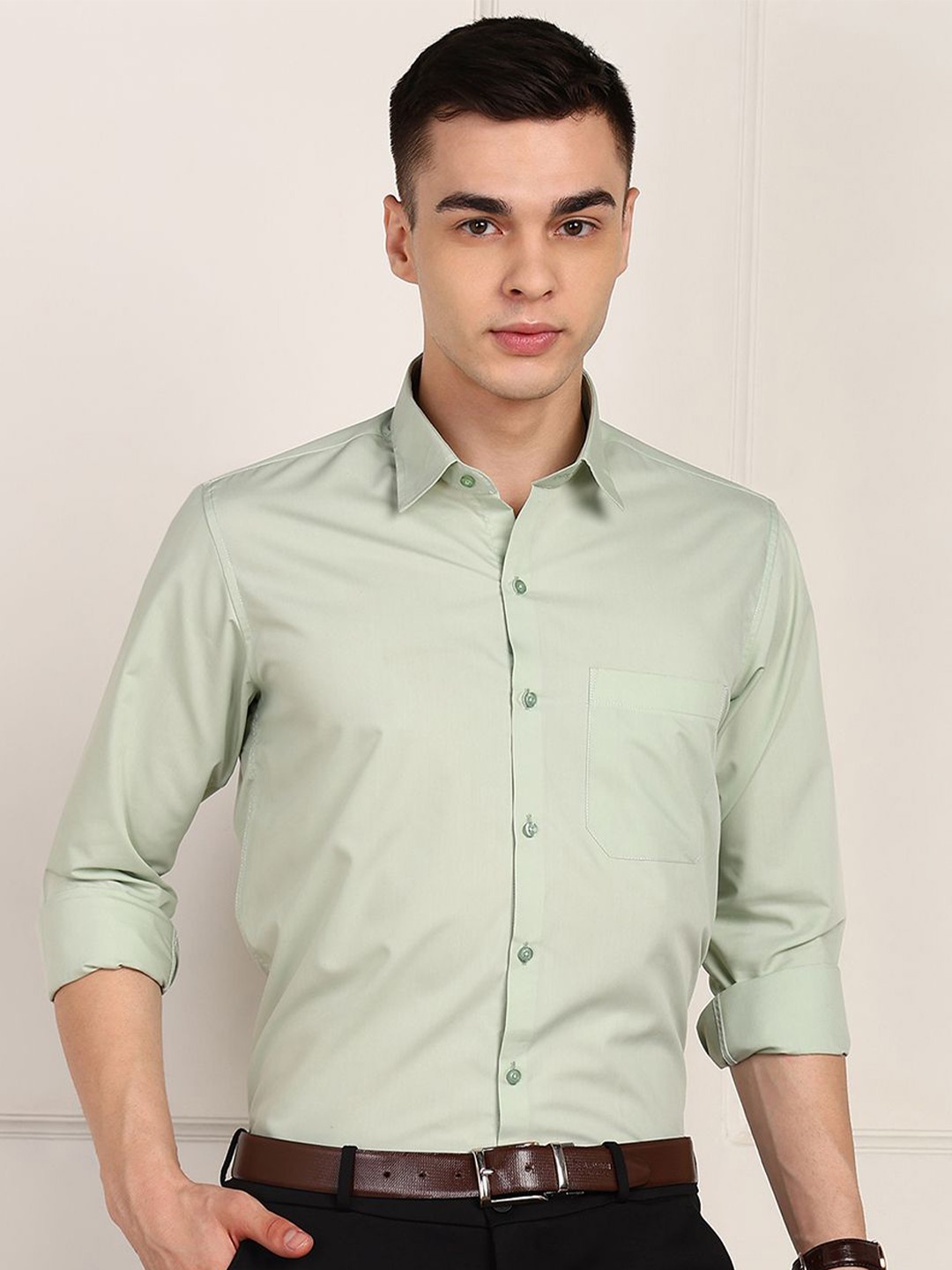 

FUBAR Men Slim Fit Solid Formal Shirt, Green