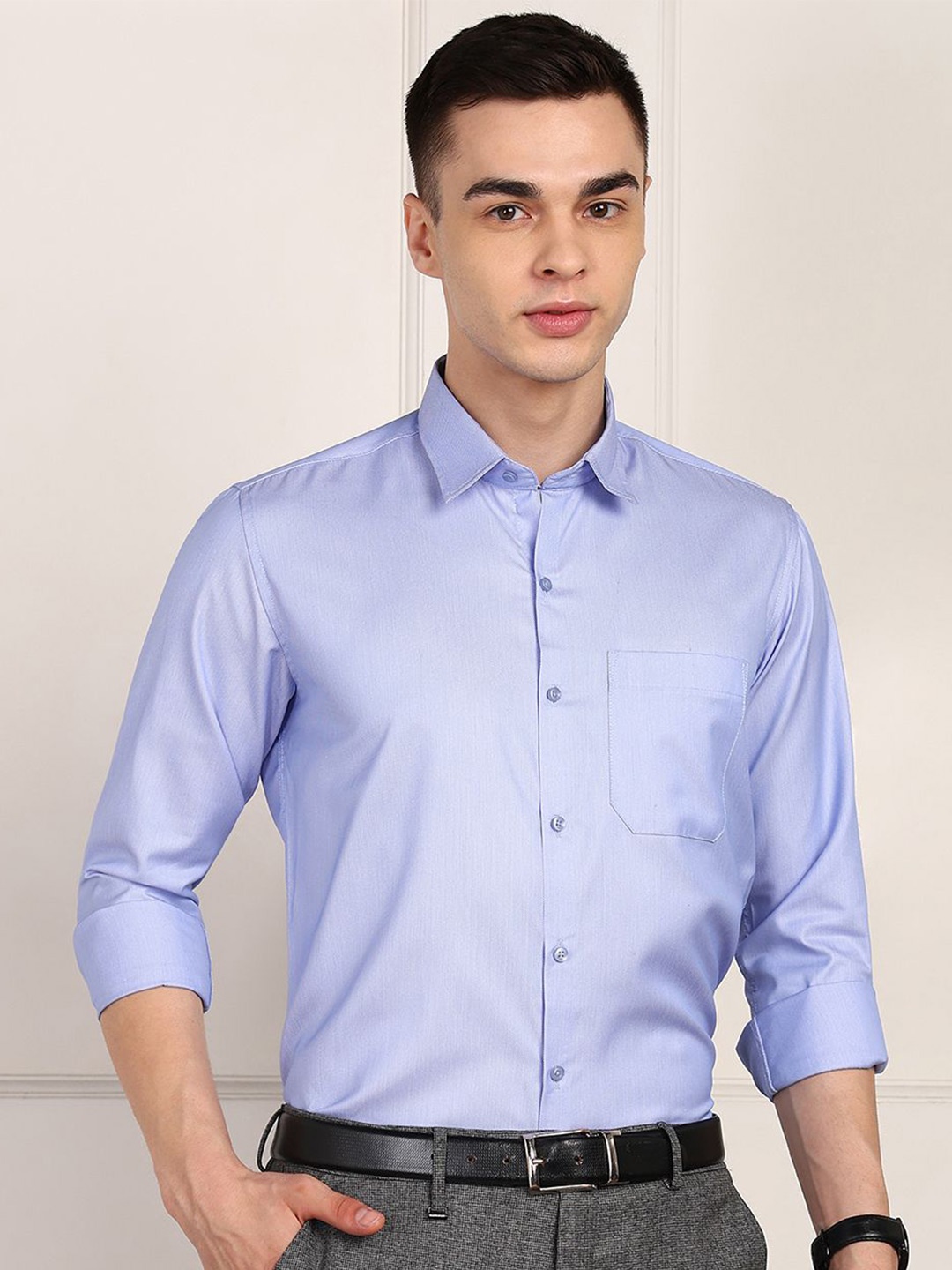 

FUBAR Men Slim Fit Casual Spread Collar Shirt, Blue