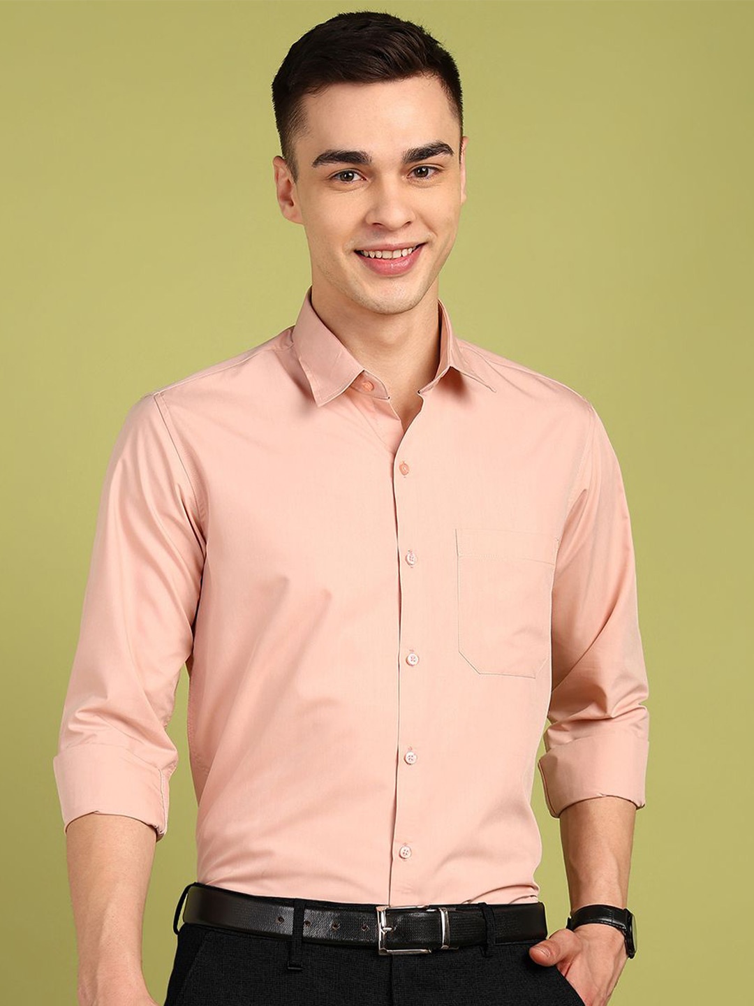 

FUBAR Men Slim Fit Opaque Formal Shirt, Orange
