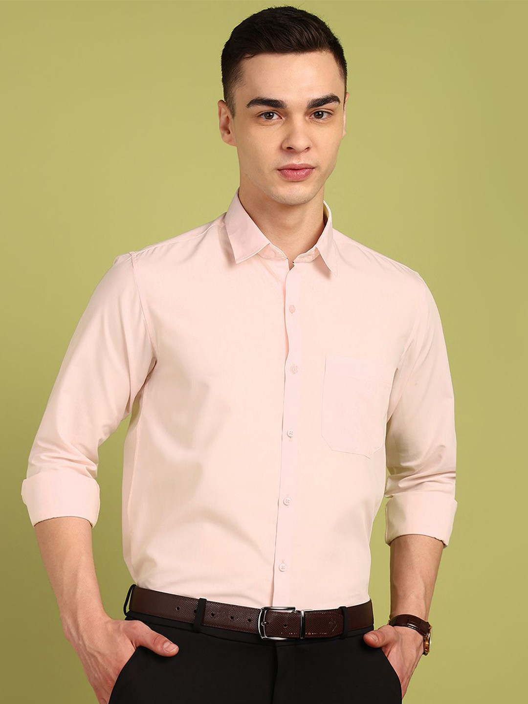 

FUBAR Men Slim Fit Opaque Formal Shirt, Pink