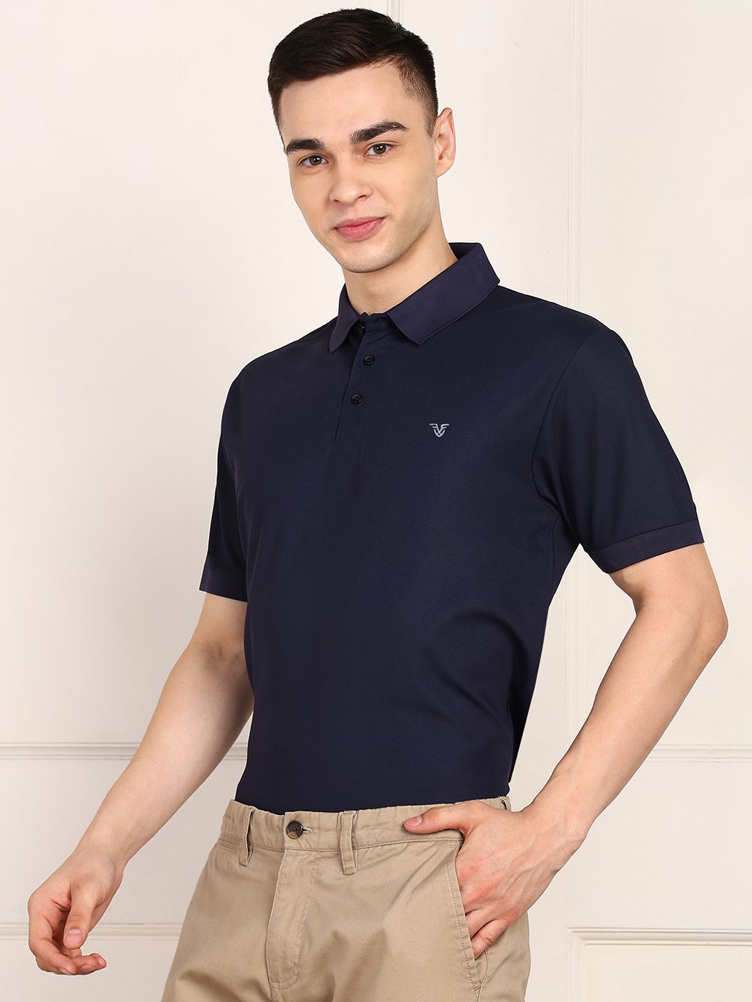 

FUBAR Men Solid Casual Polo Collar T-shirts, Navy blue
