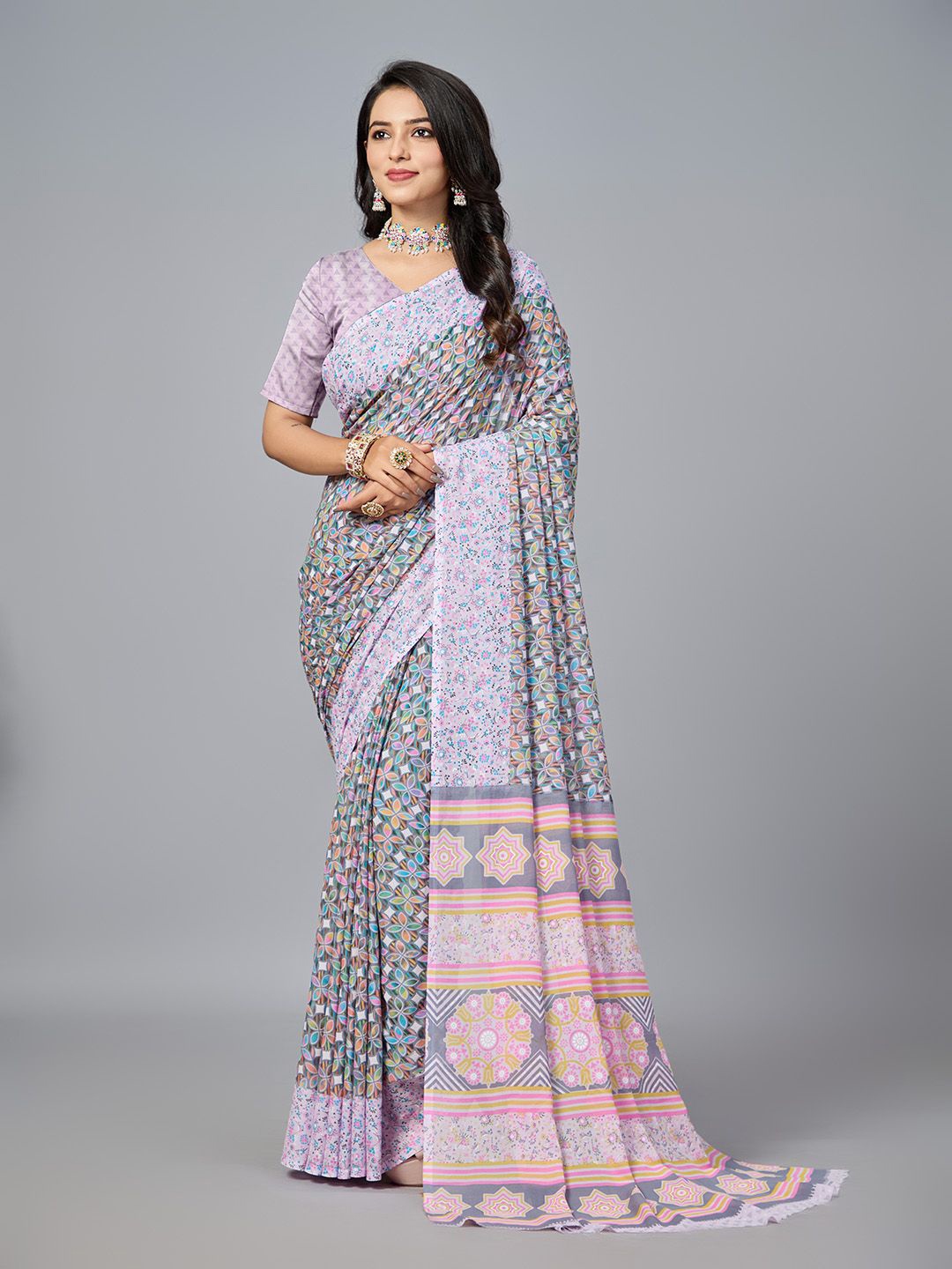 

NIRMAL CREATION Ethnic Motifs Printed Saree, Purple