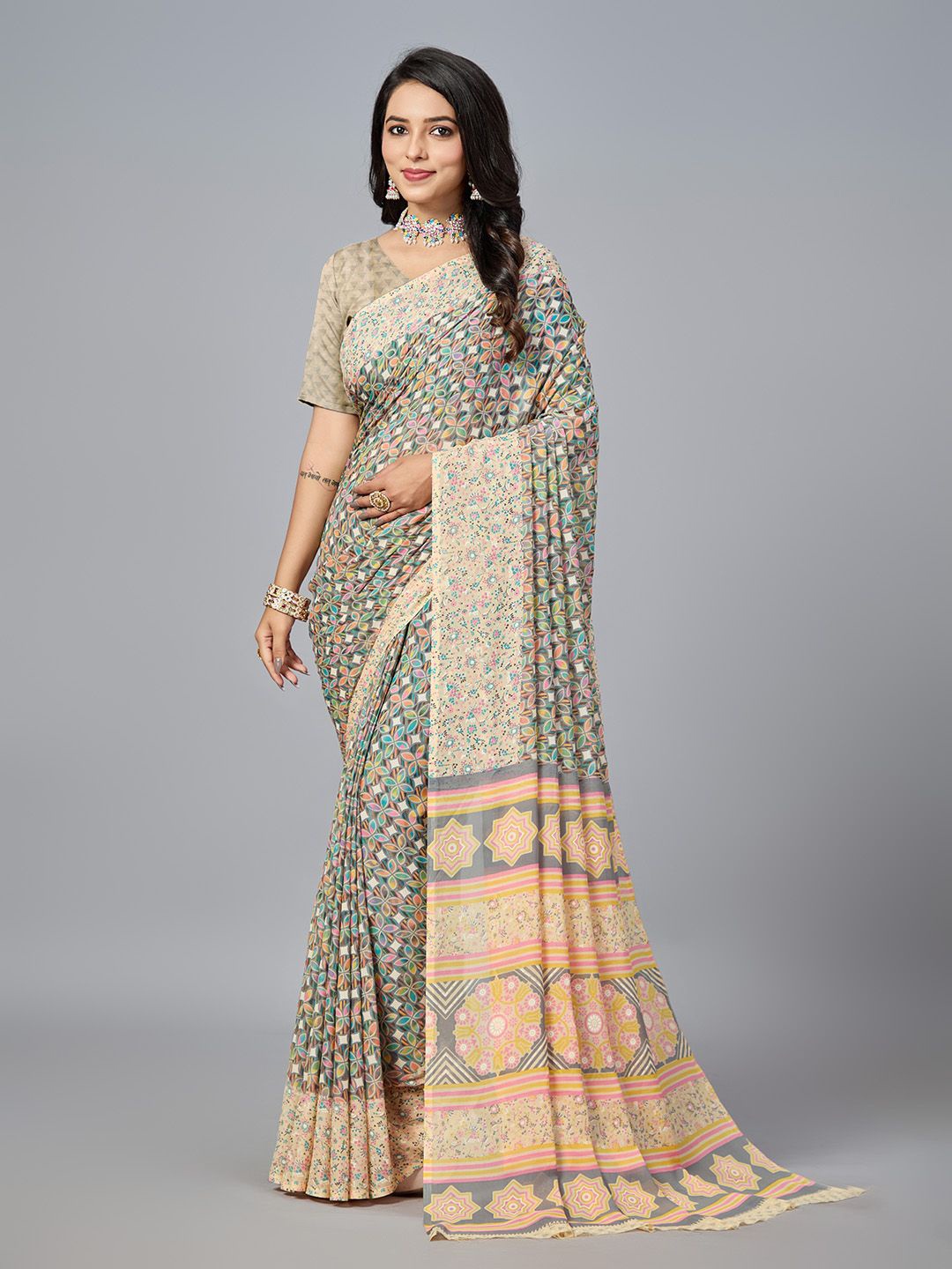 

NIRMAL CREATION Ethnic Motifs Printed Saree, Yellow