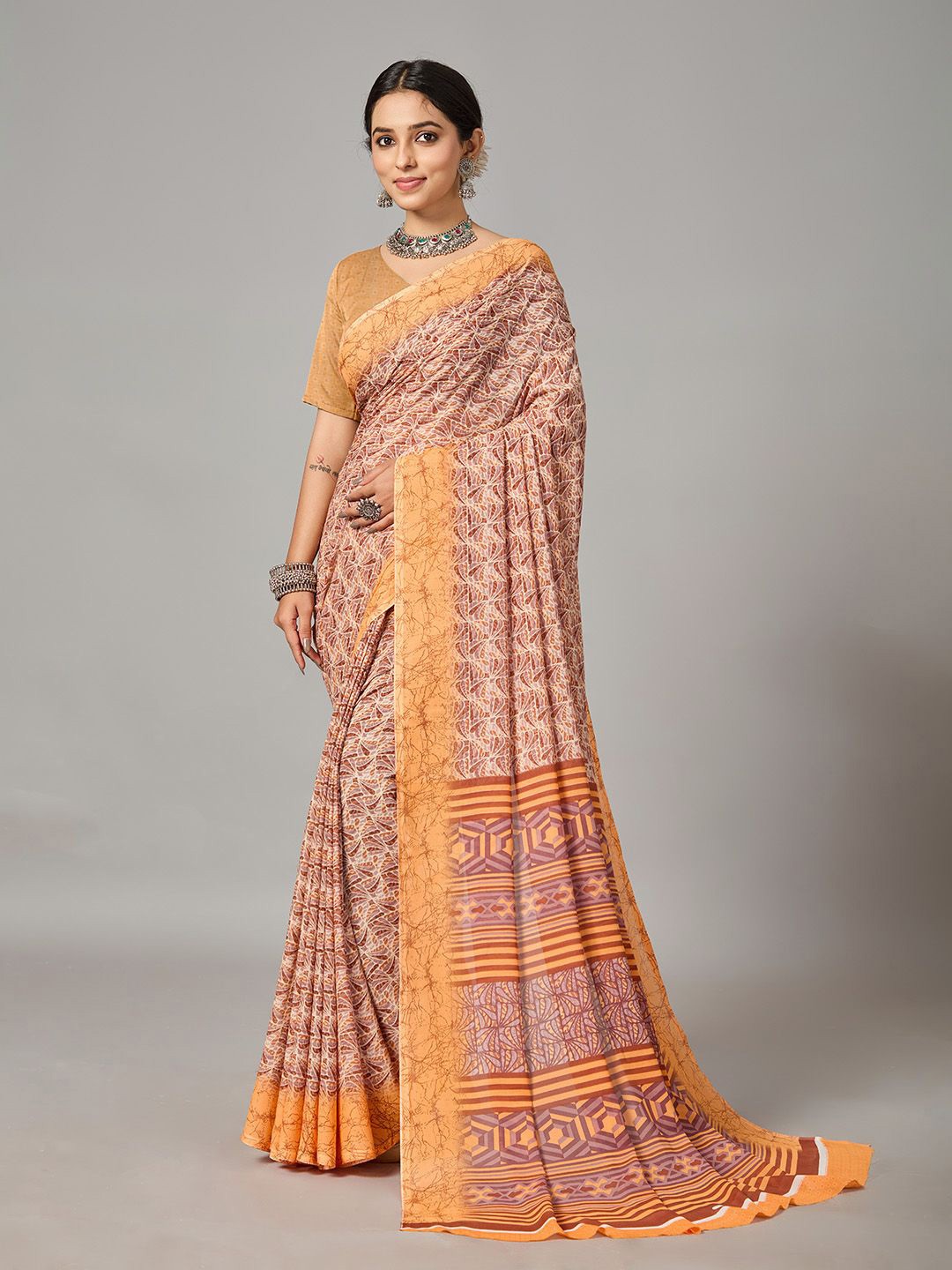 

NIRMAL CREATION Ethnic Motifs Printed Saree, Orange