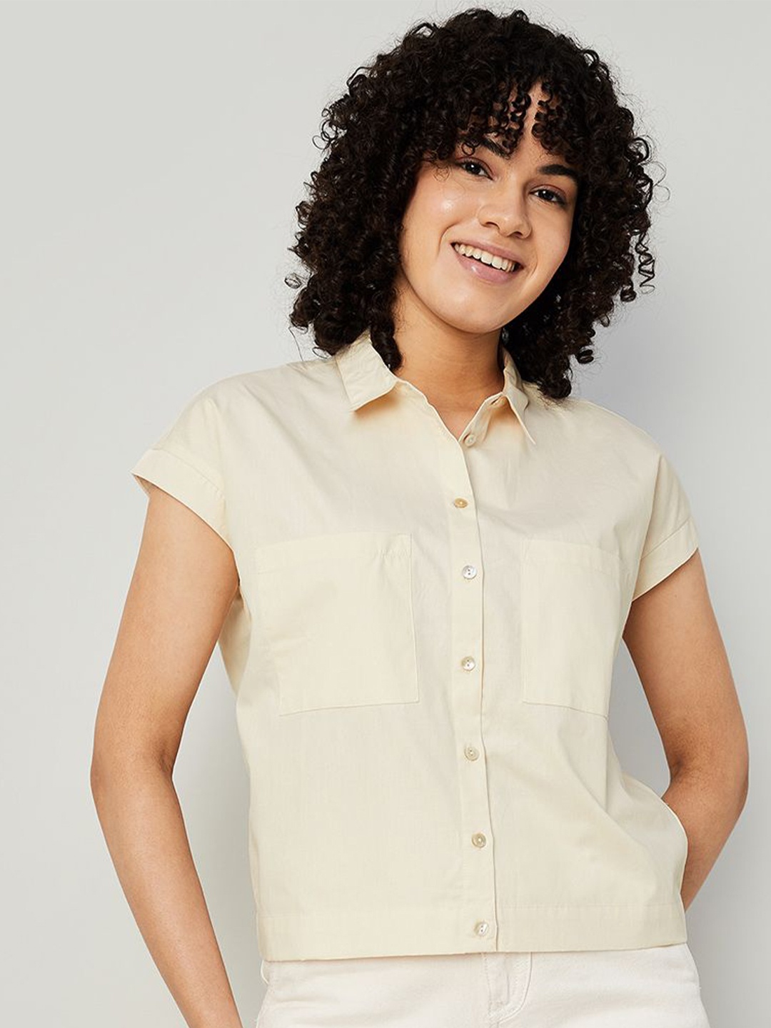 

Fame Forever by Lifestyle women Extended Sleeves Cotton Shirt Style Top, Off white