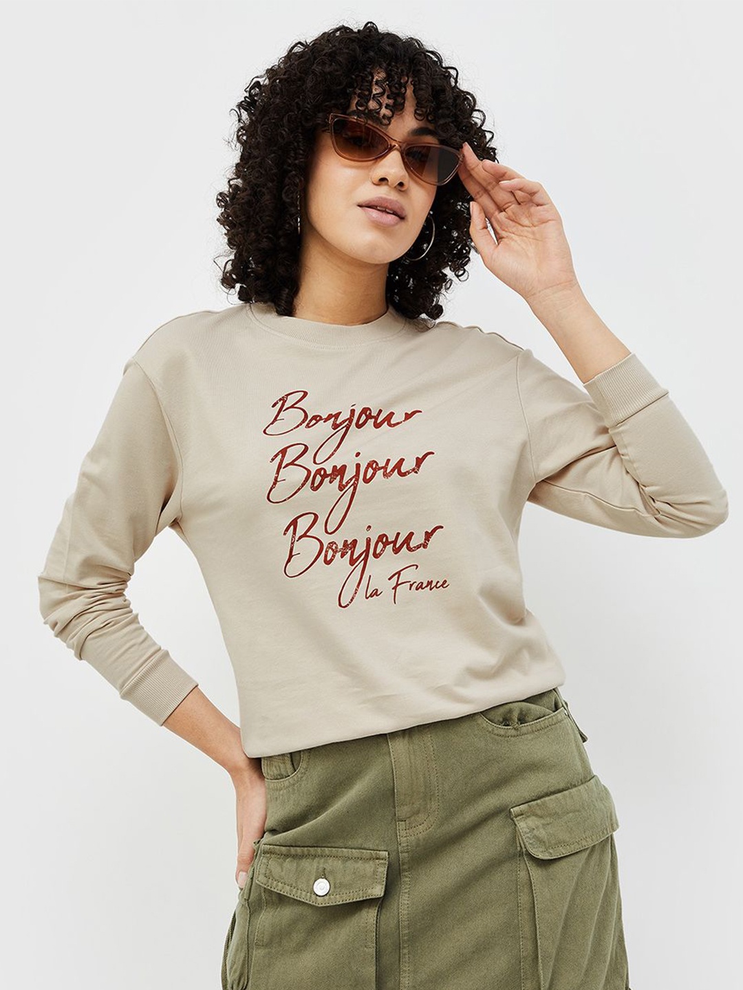 

Fame Forever by Lifestyle Women Printed Sweatshirt 1000014008670-BEIGE-Beige