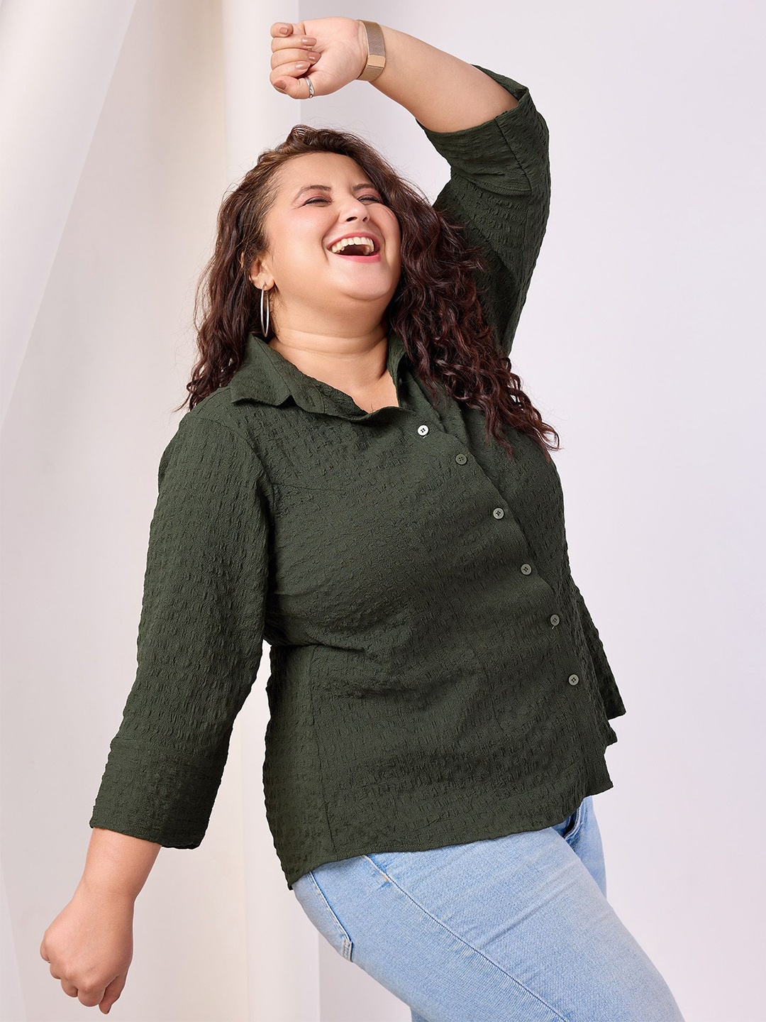 

ONRA Women Standard Opaque Casual Shirt, Green