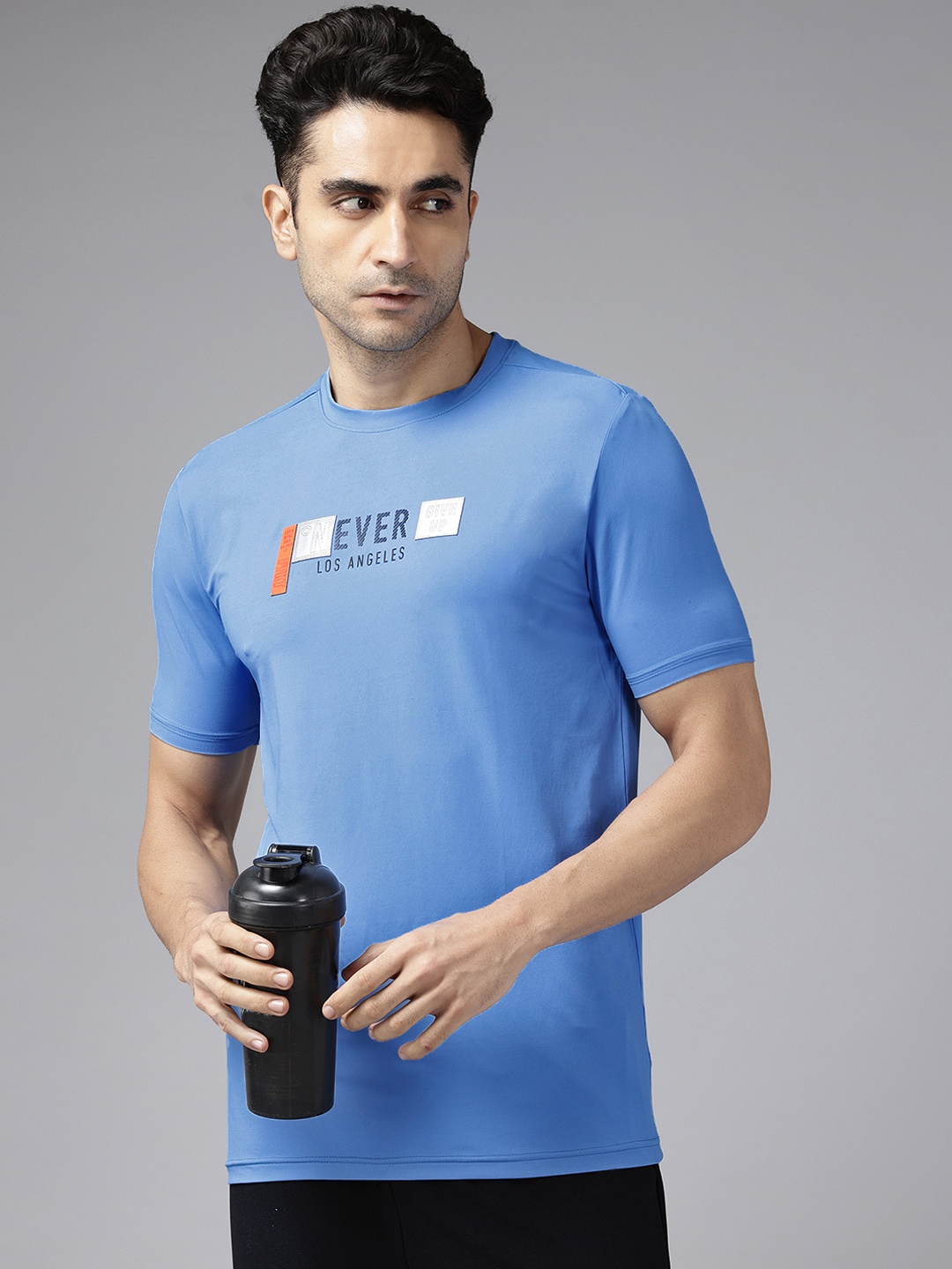 

Perfkt-U Men Typography Printed Oversized T Shirt, Blue