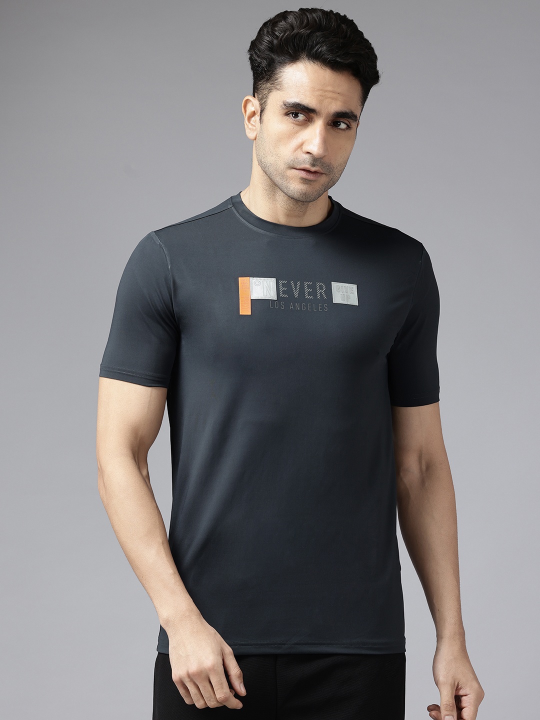 

Perfkt-U Men Typography Printed Oversized T Shirt, Black