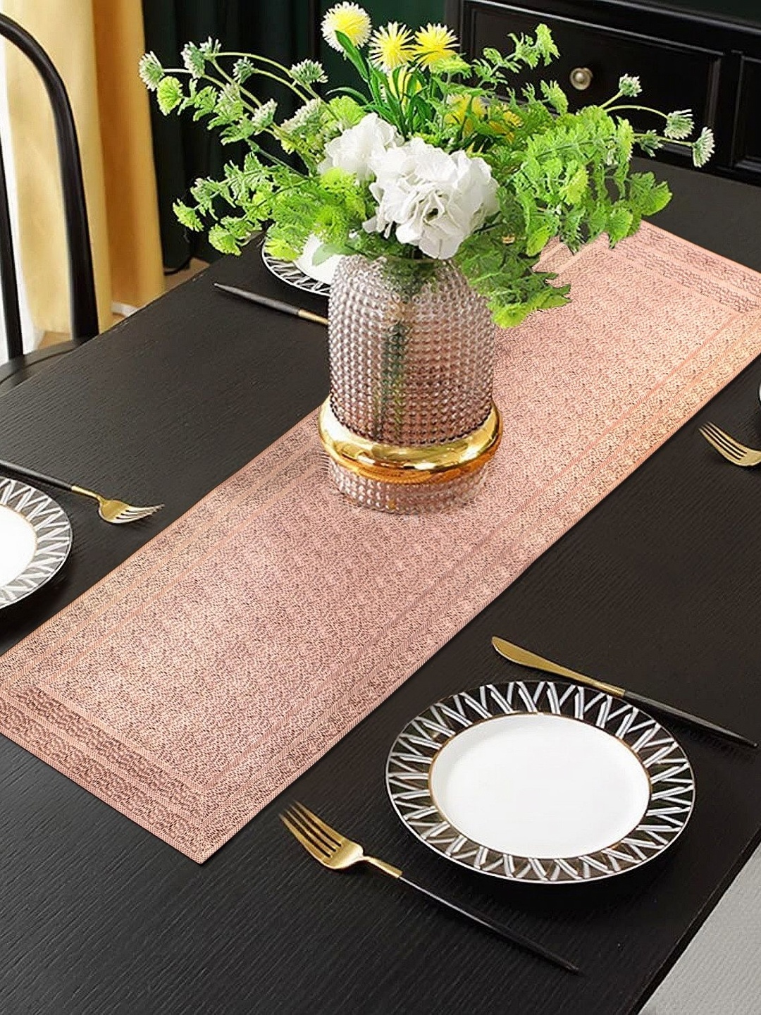 

LooMantha Copper Toned Abstract Table Runner