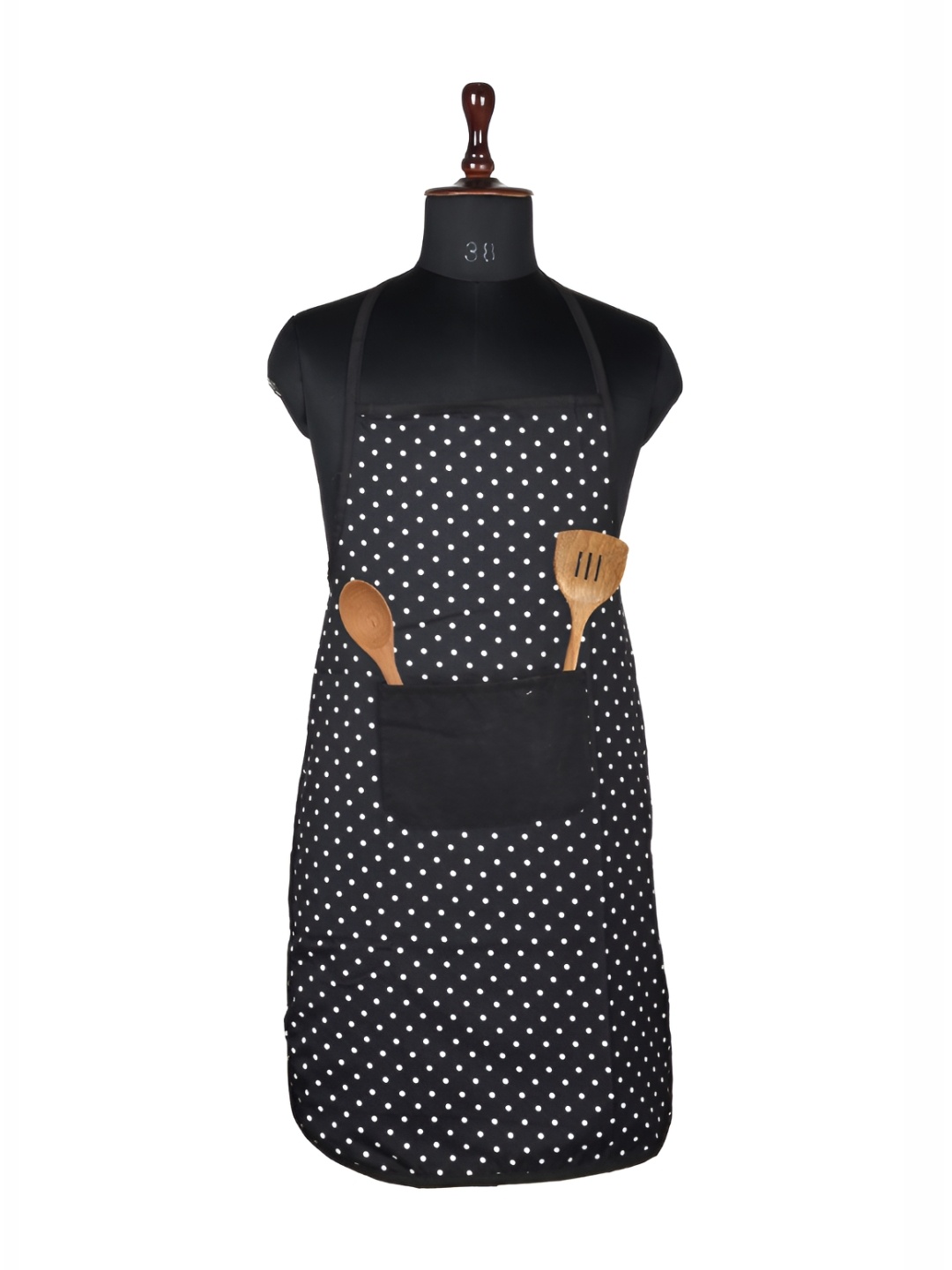 

Kuber Industries Black & White Polka Dots Printed Cotton Waterproof Kitchen Apron