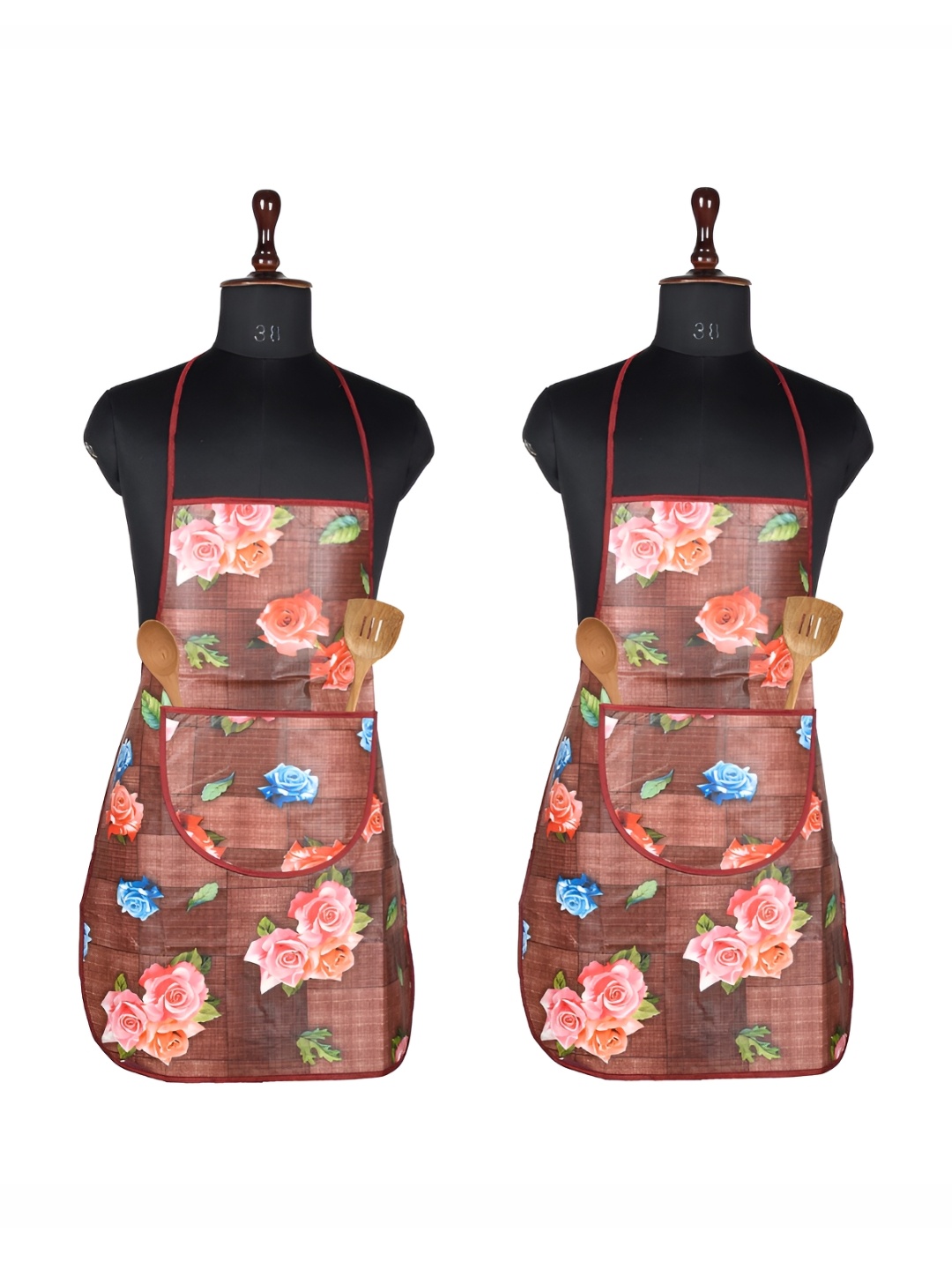 

Kuber Industries Maroon & Blue 2 Pieces Printed Waterproof Kitchen Apron