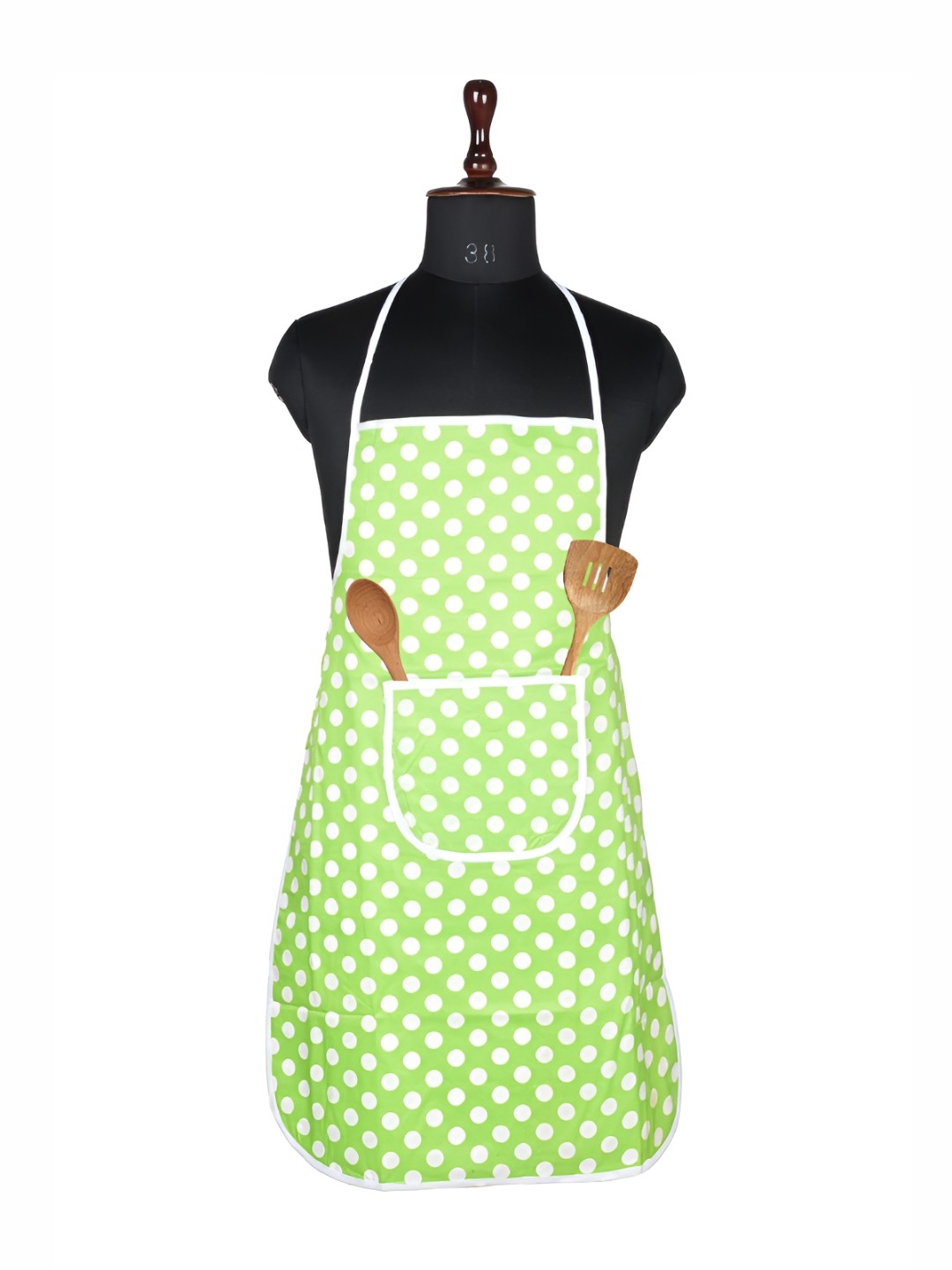 

Kuber Industries Green & White Printed Waterproof Kitchen Apron