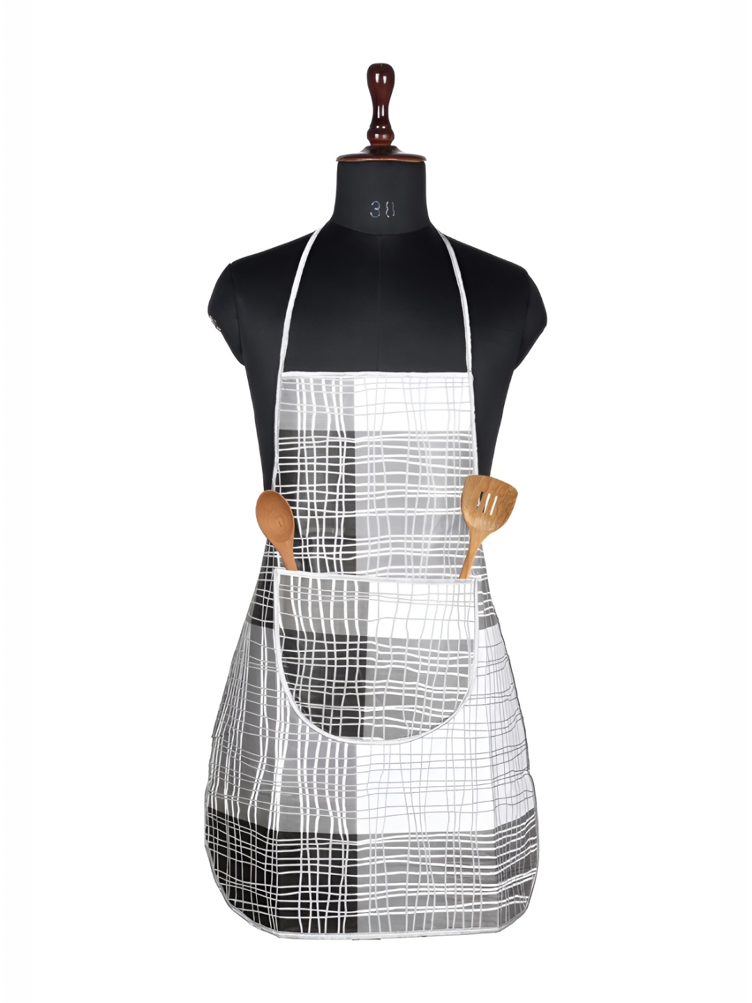 

Kuber Industries Grey & White Checked Waterproof Kitchen Apron