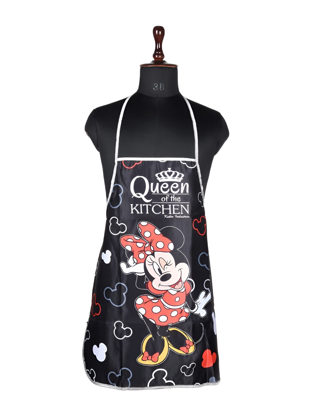 

Kuber Industries Black & White Disney Minnie Printed Waterproof Kitchen Apron