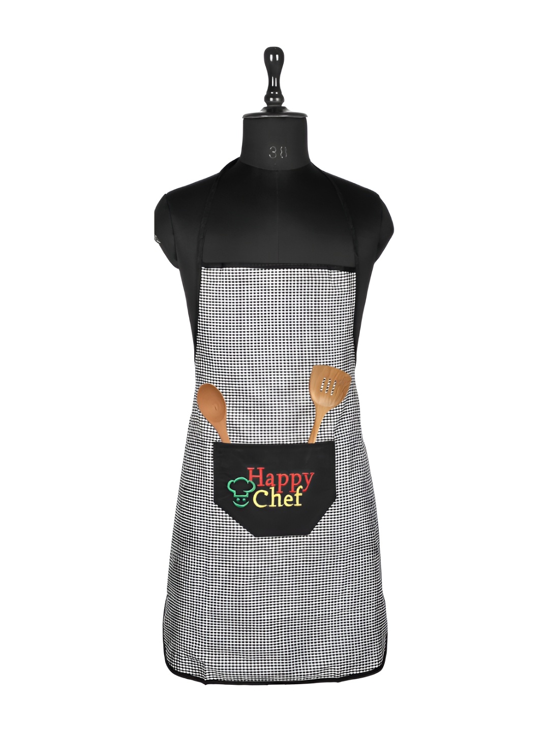 

Kuber Industries Black & White Checked Waterproof Kitchen Apron