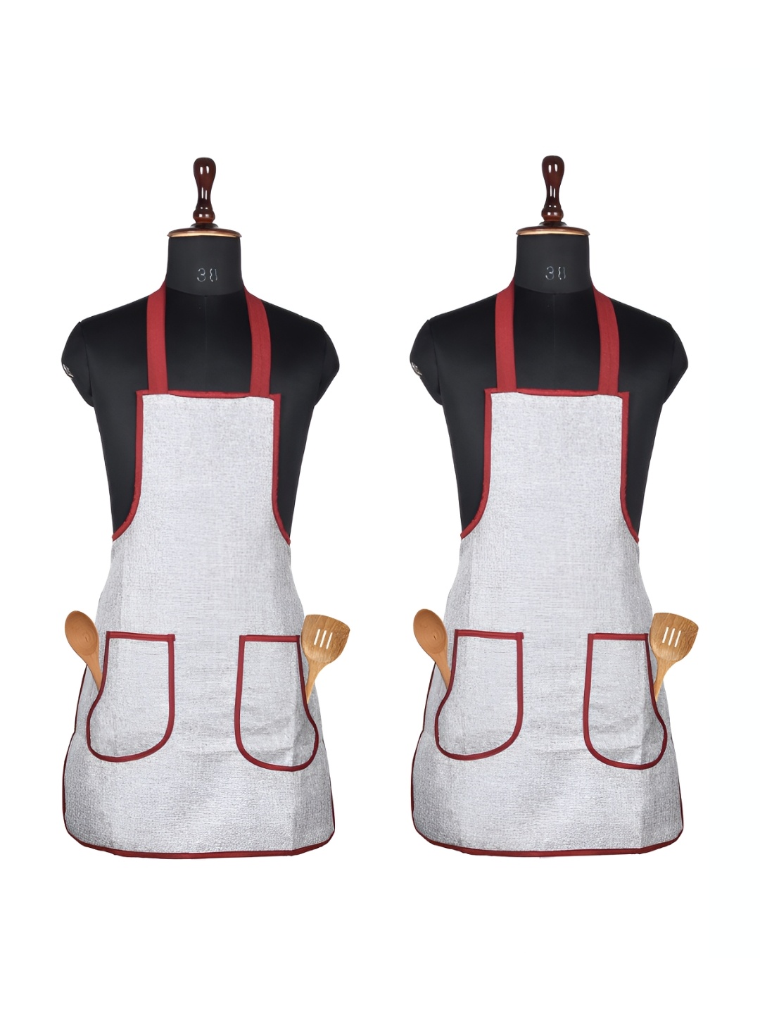 

Kuber Industries Grey & Maroon 2 Pieces Waterproof Kitchen Aprons