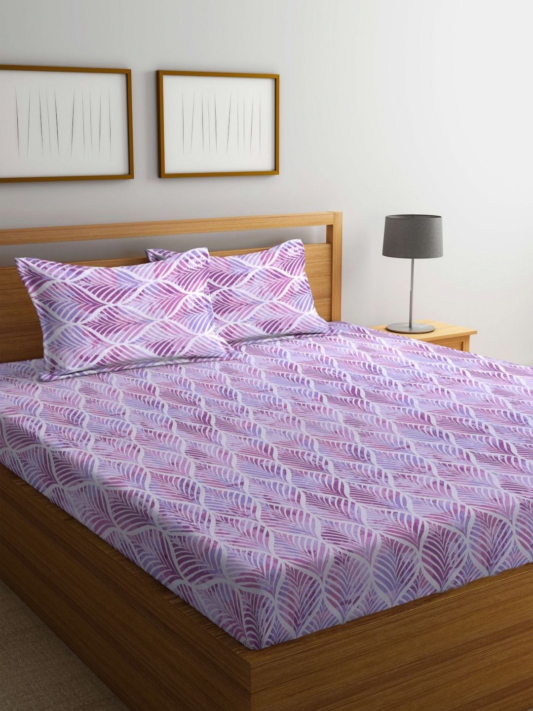 

BOMBAY DYEING Purple Ethnic Motifs Pure Cotton 120 TC Queen Bedsheet with 2 Pillow Covers