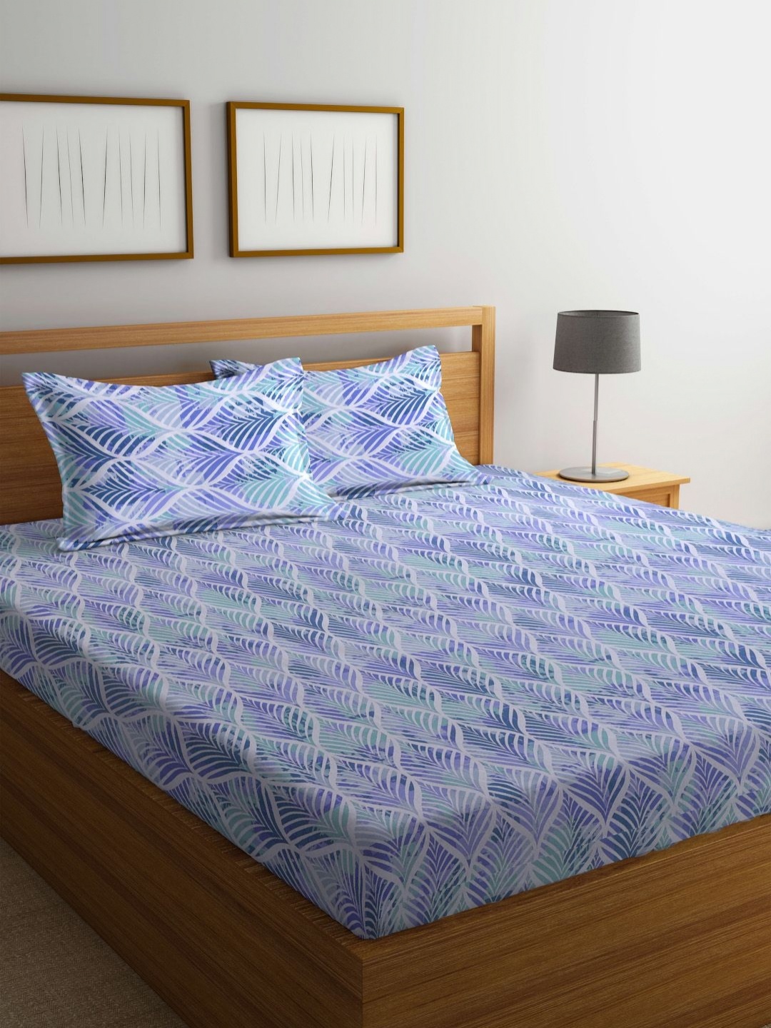 

BOMBAY DYEING Blue Ethnic Motifs Pure Cotton 120 TC Queen Bedsheet with 2 Pillow Covers