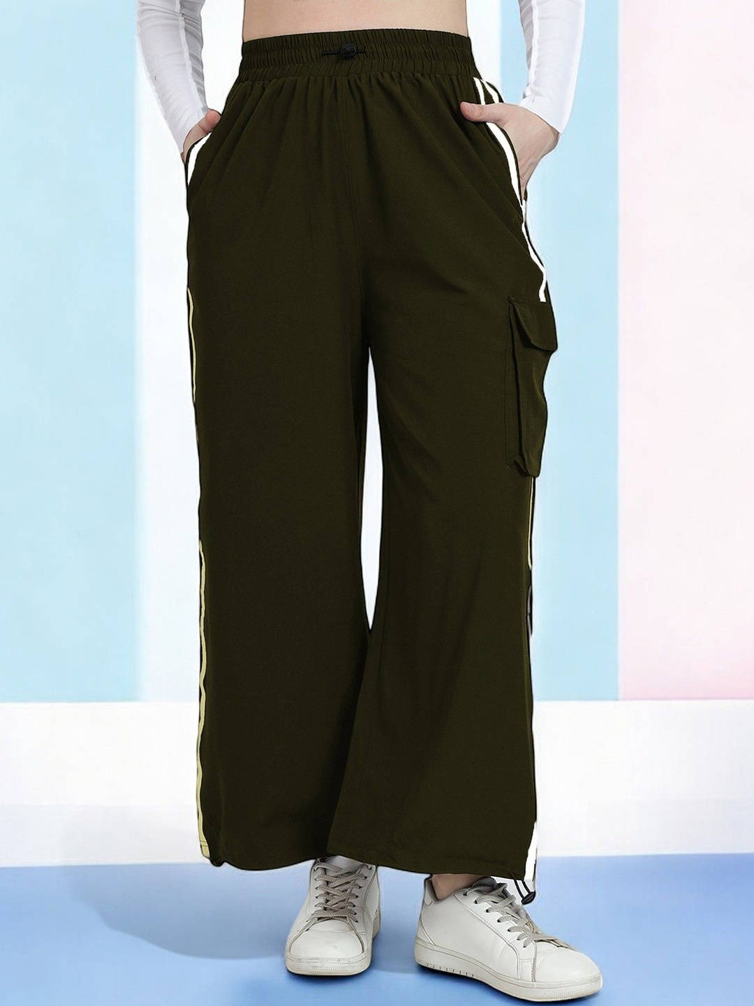 

TABADTOD Women Relaxed Loose Fit Easy Wash Cargos, Olive