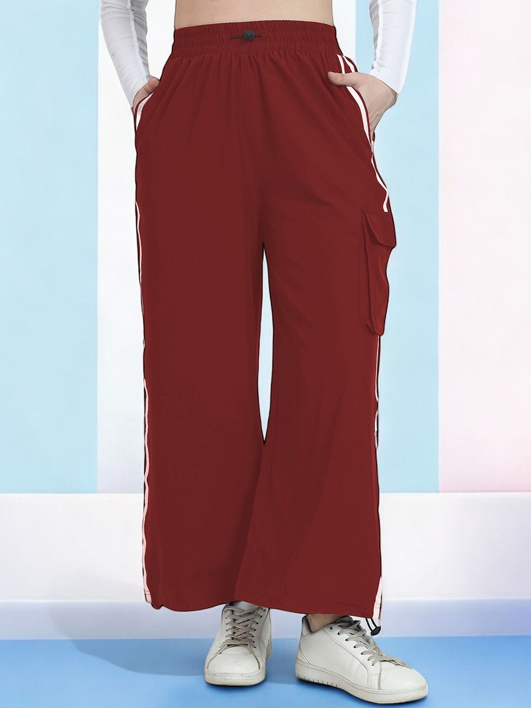 

TABADTOD Women Relaxed Loose Fit Easy Wash Parallel Trousers, Maroon