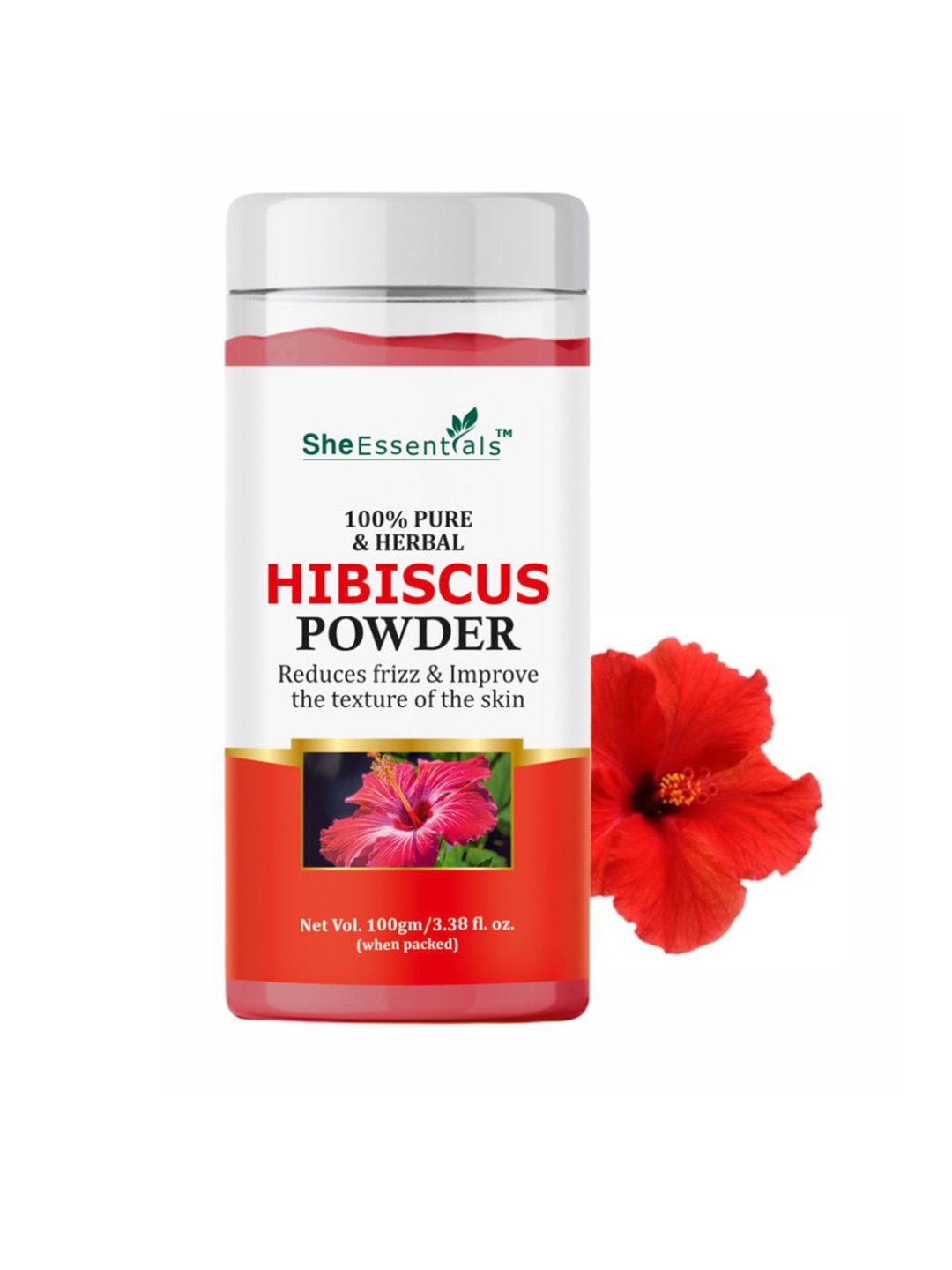 

She Essentials Pure & Herbal Hibiscus Powder Hair Mask - 100 g, Red