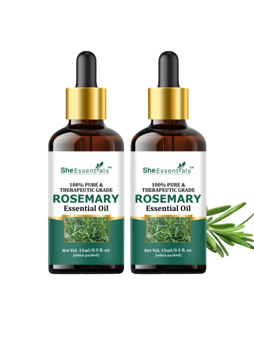 

She Essentials Set Of 2 Rosemary Essential Oil - 15ml Each, Transparent