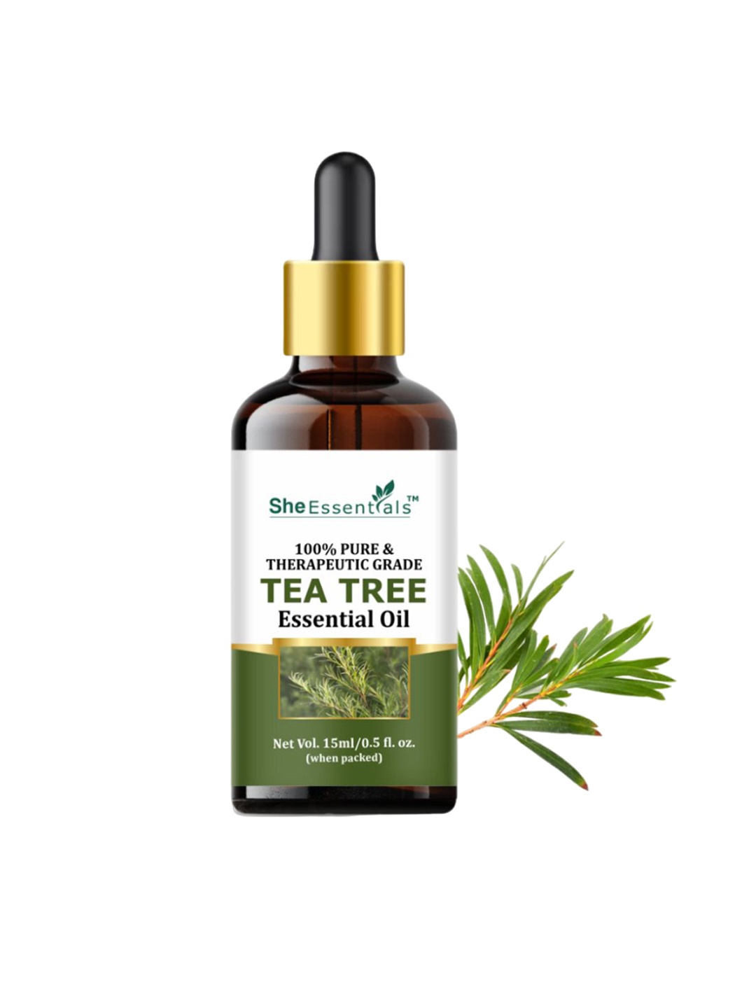 

She Essentials Tea Tree Essential Oil For Dandruff Control & Acne - 15ml, Brown