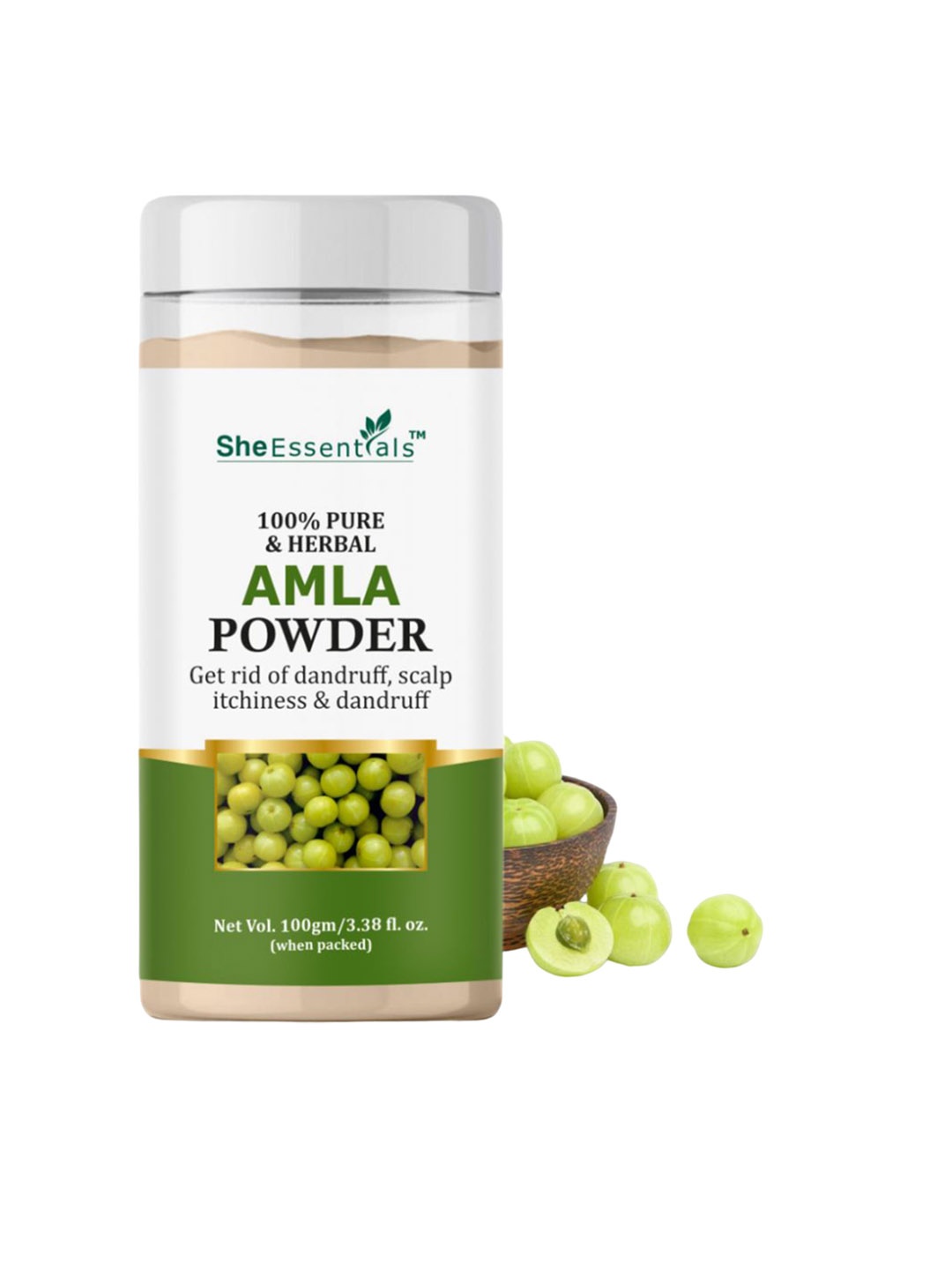 

She Essentials 100% Pure & Herbal Amla Powder For Dandruff & Scalp Itchiness - 100gm, White